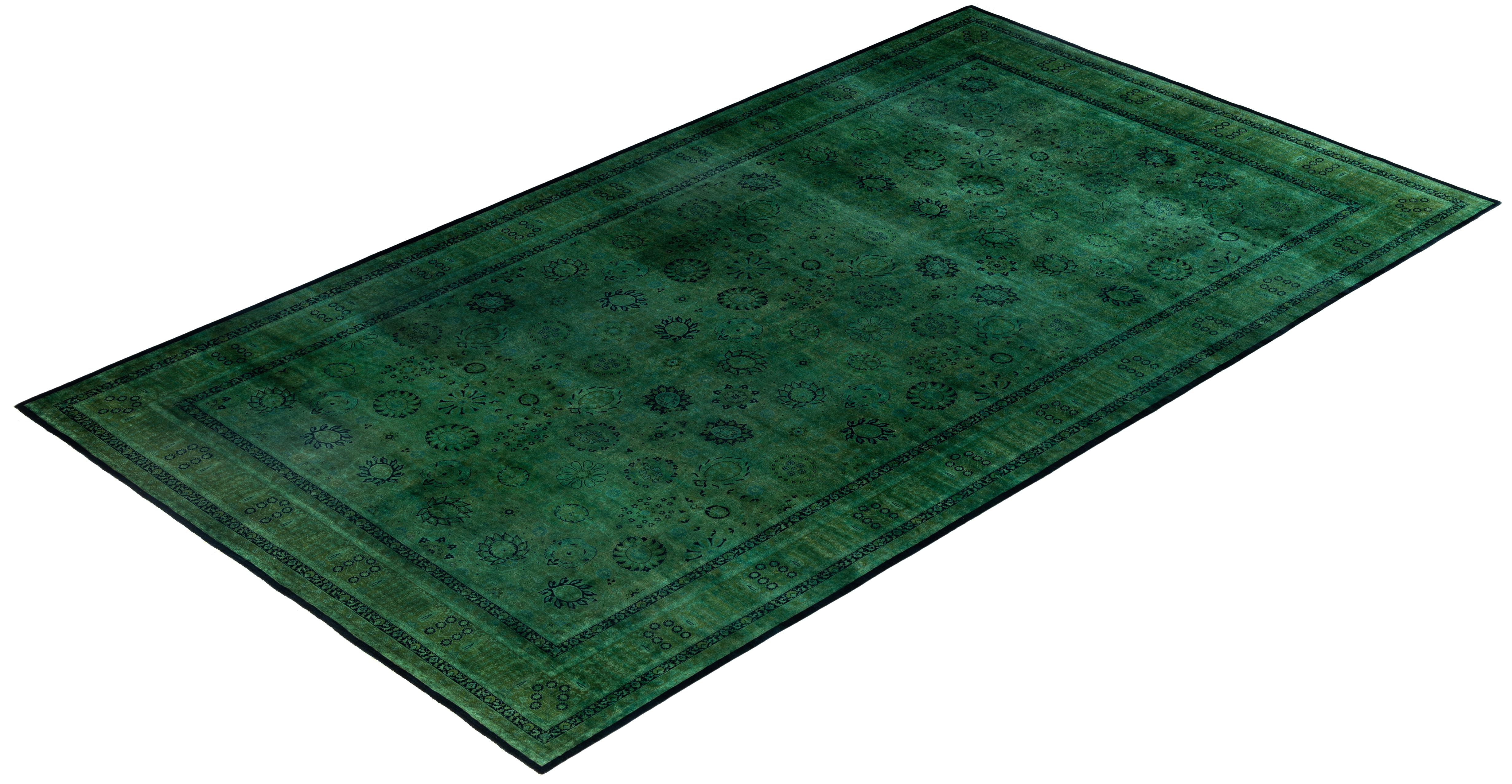 Tapis de sol en laine Overdyed One-of-a-Kind Green 8' 2