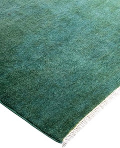 Overdyed One-of-a-Kind Wool Green Area Rug 8' 3" x 10' 1"