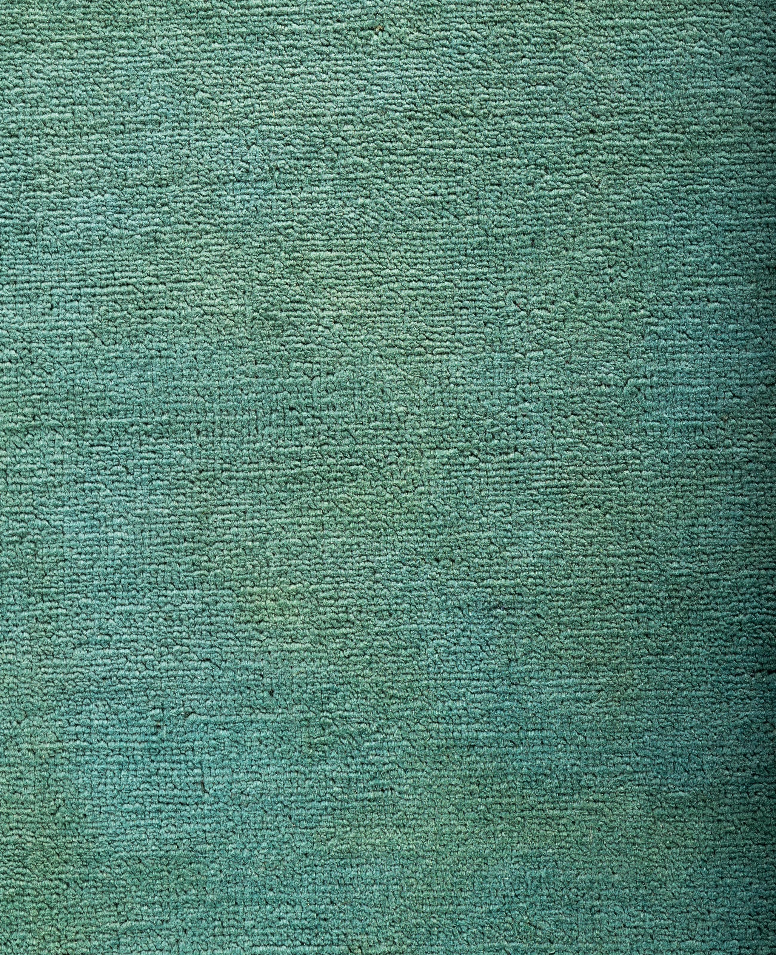 Alfombra de lana Overdyed Única Verde 8' 3