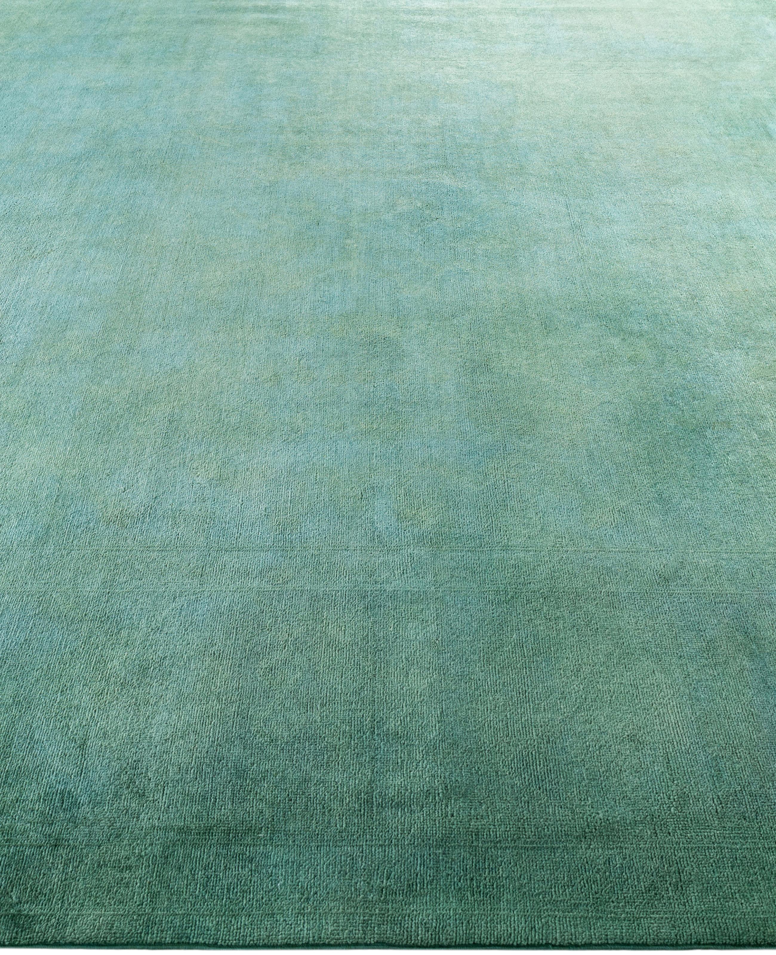 Alfombra de lana Overdyed Única Verde 8' 3