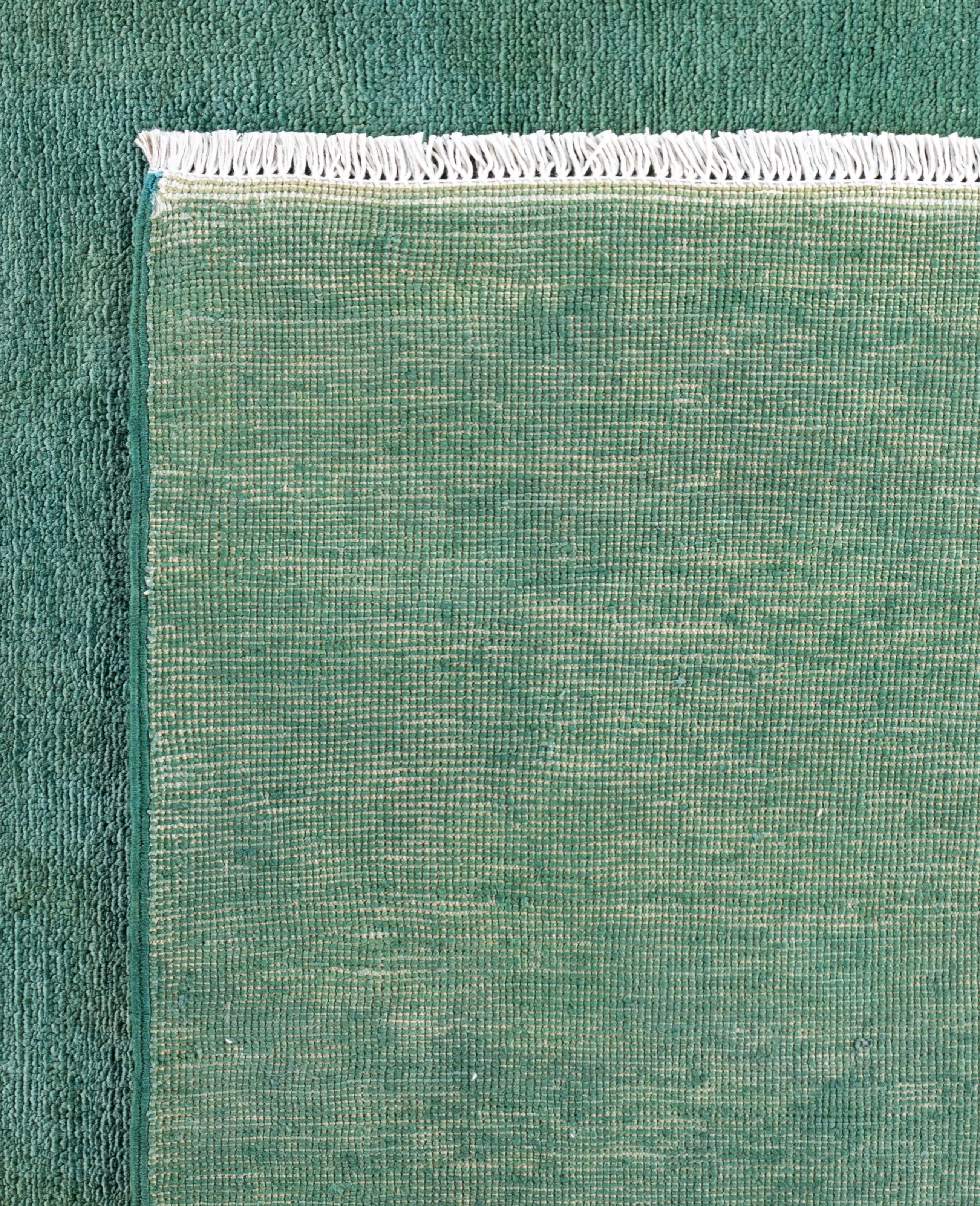 Alfombra de lana Overdyed Única Verde 8' 3