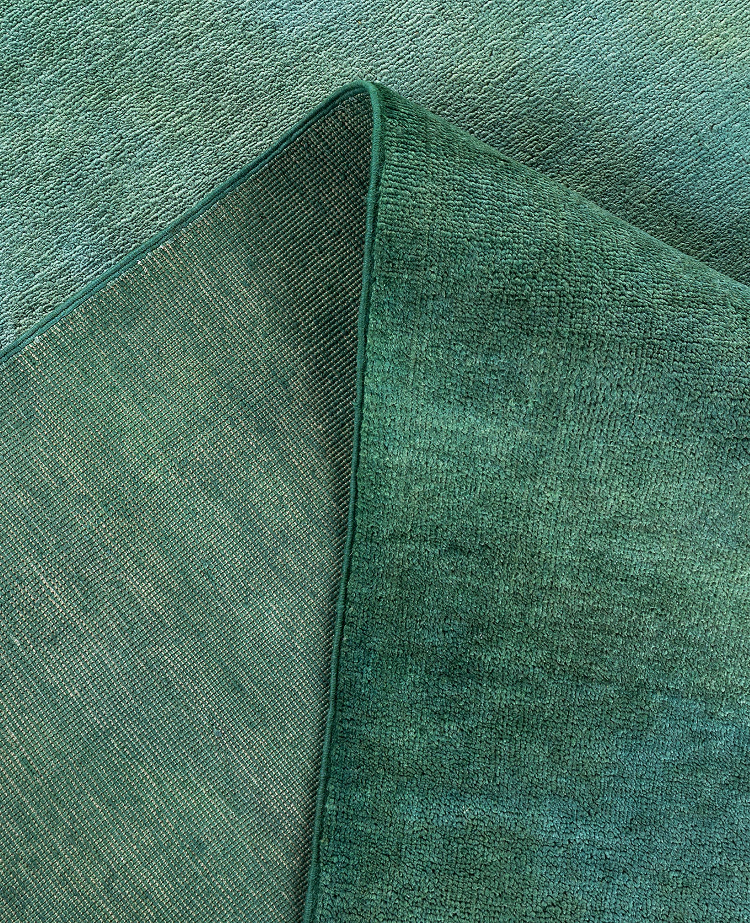 Alfombra de lana Overdyed Única Verde 8' 3