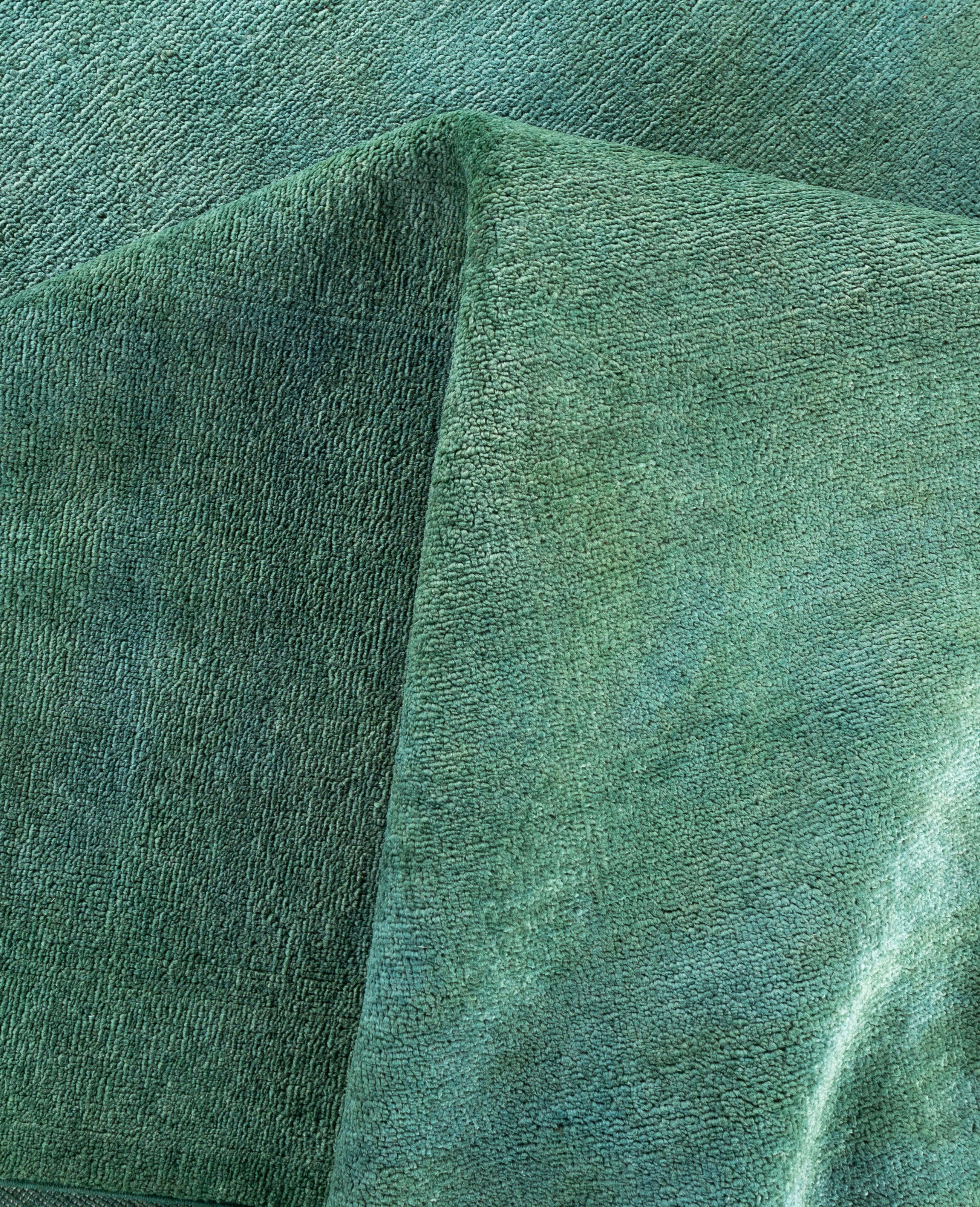 Alfombra de lana Overdyed Única Verde 8' 3
