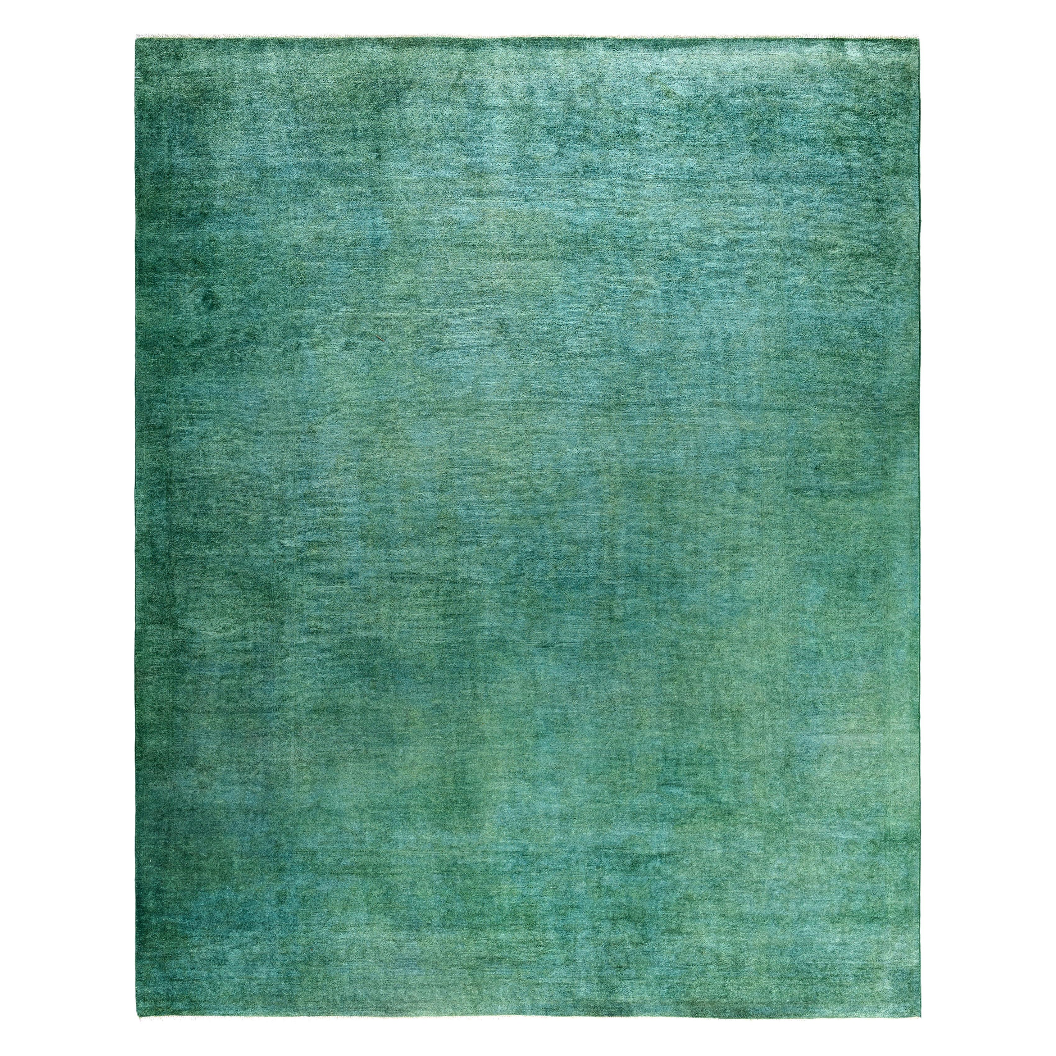 Alfombra de lana Overdyed Única Verde 8' 3" x 10' 1" en venta
