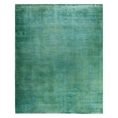 Alfombra de lana Overdyed Única Verde 8' 3" x 10' 1"