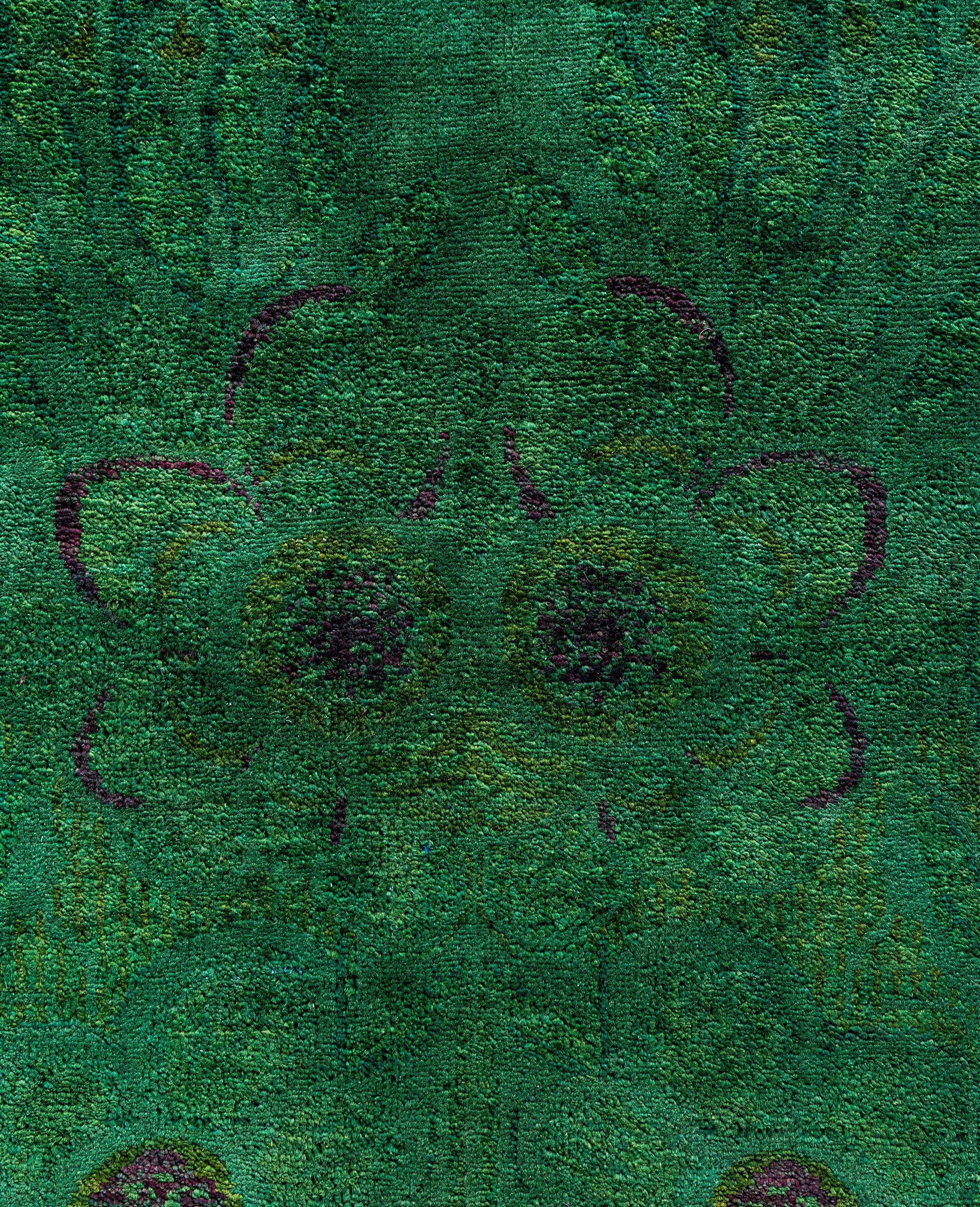 Pakistano Tappeto Overdyed One-of-a-Kind Wool Green 9' 0