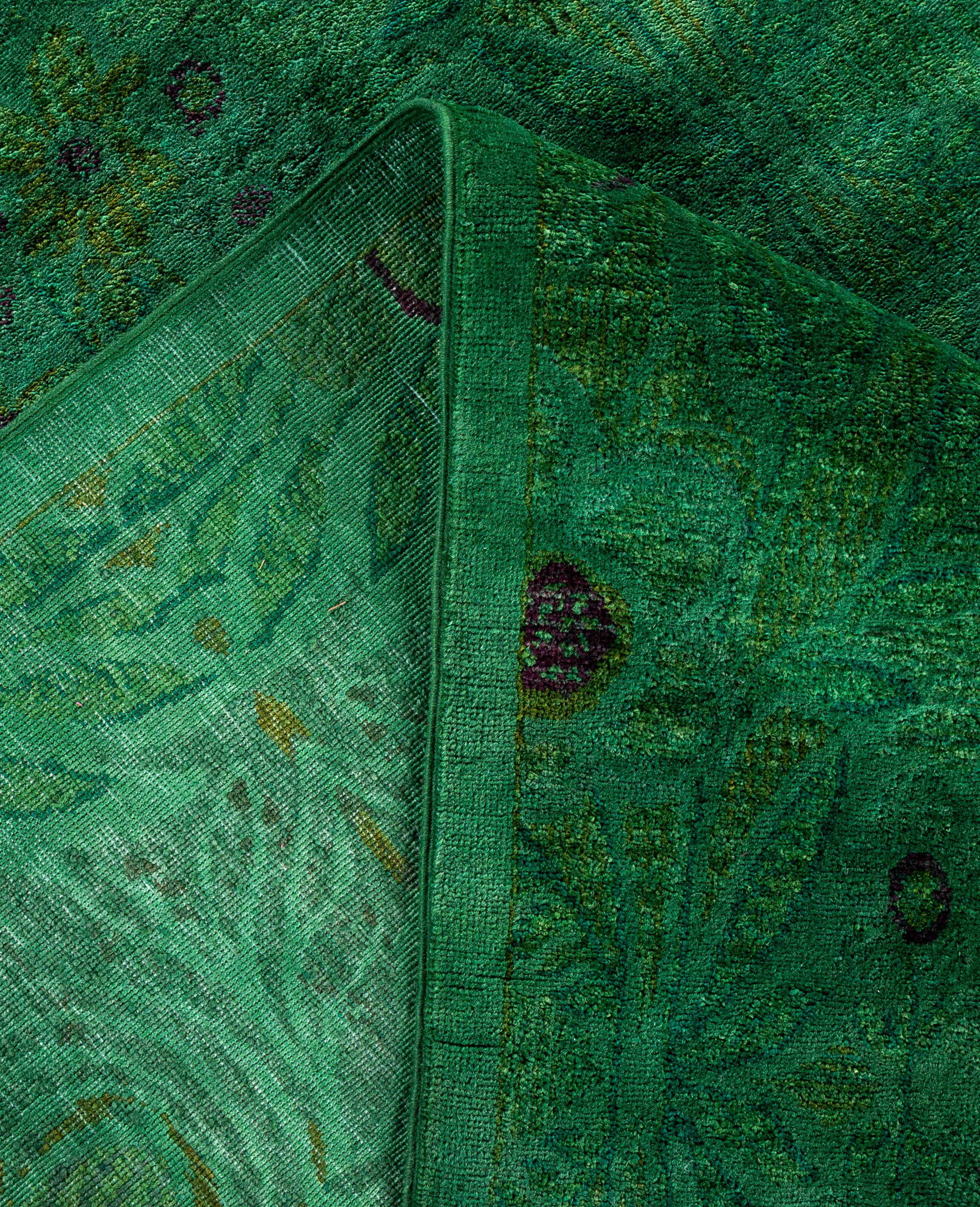 XXI secolo e contemporaneo Tappeto Overdyed One-of-a-Kind Wool Green 9' 0