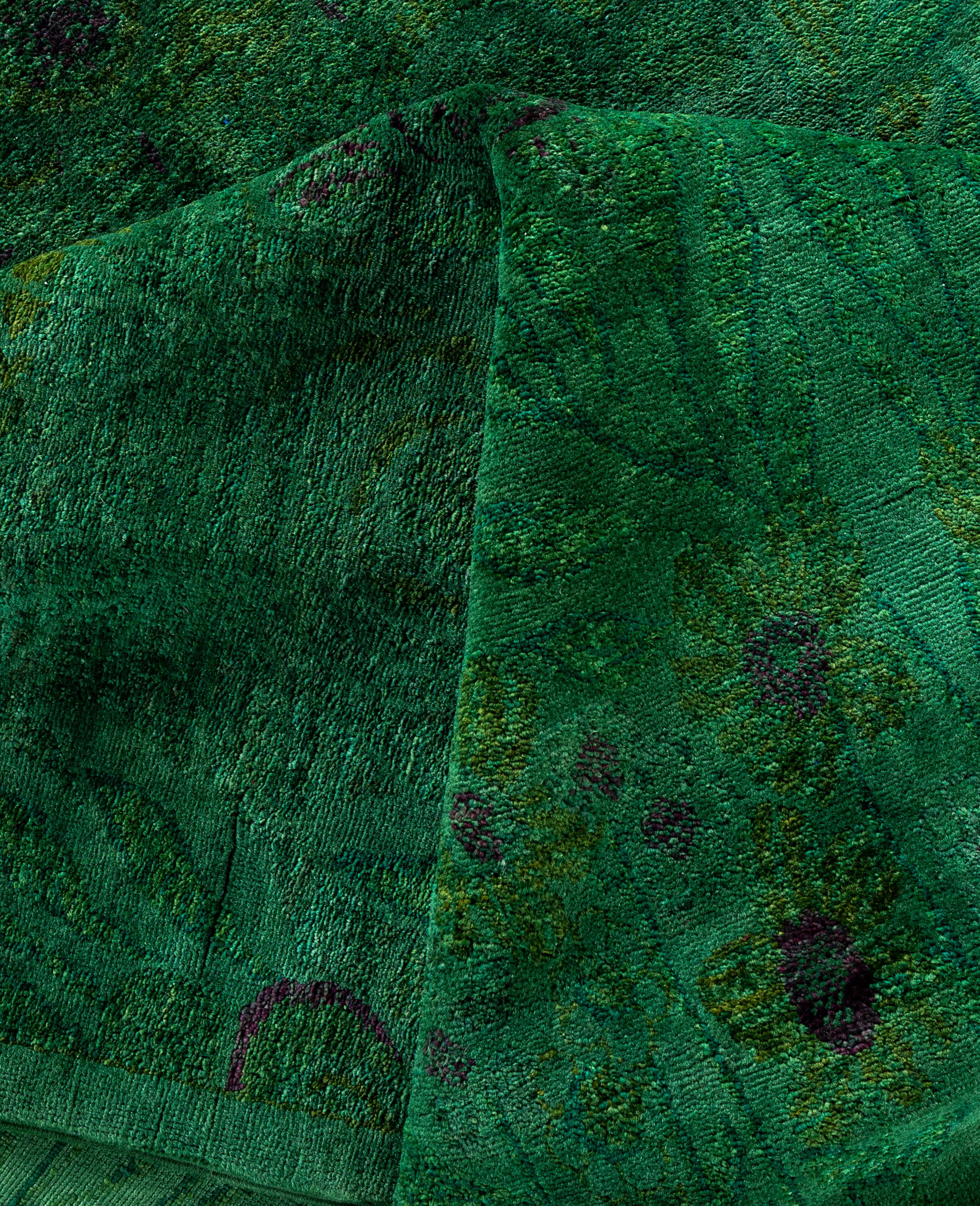 Lana Tappeto Overdyed One-of-a-Kind Wool Green 9' 0