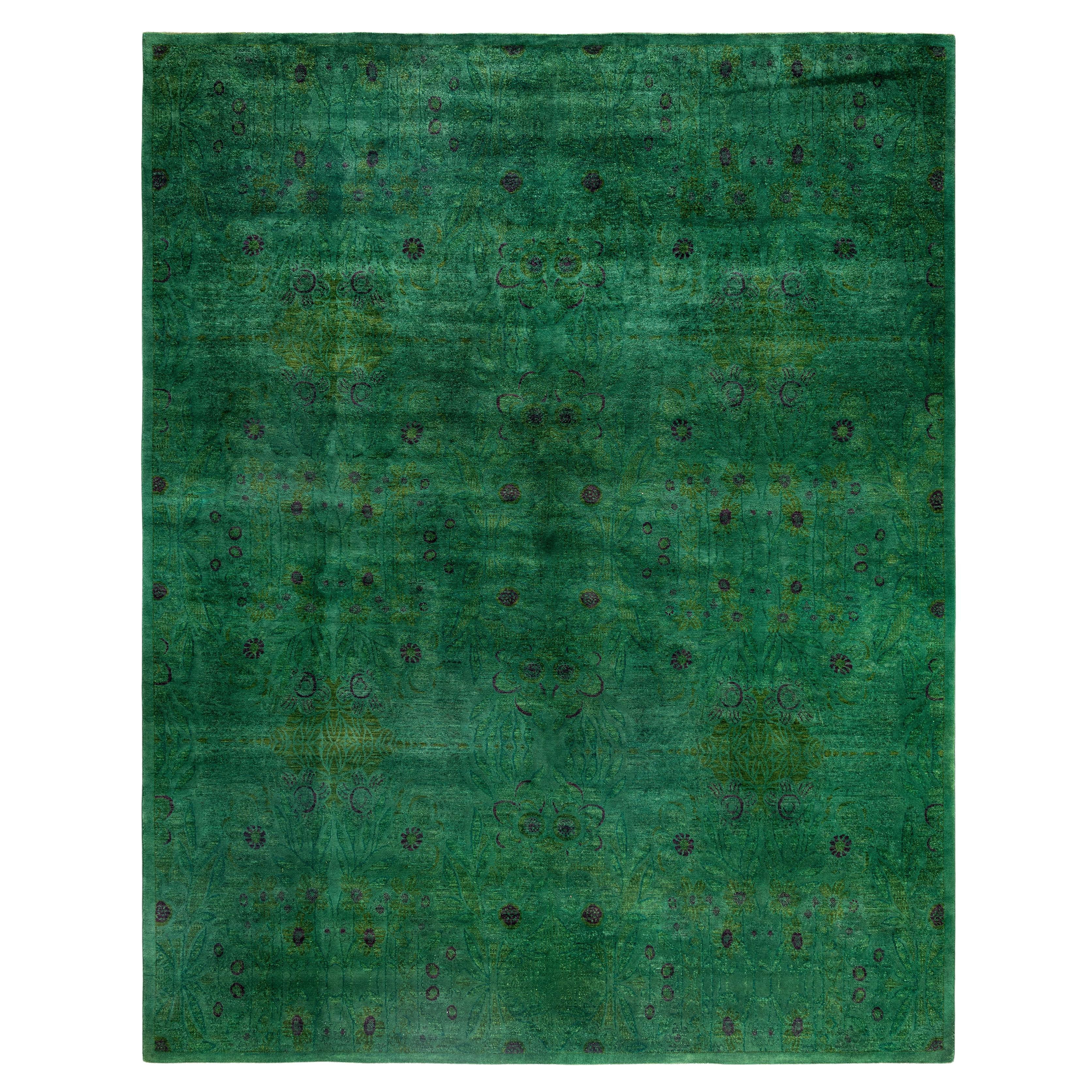 Tappeto Overdyed One-of-a-Kind Wool Green 9' 0" x 11' 5" in vendita