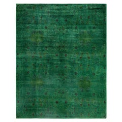 Overdyed One-of-a-Kind Wool Green Area Rug 9' 0" x 11' 5"