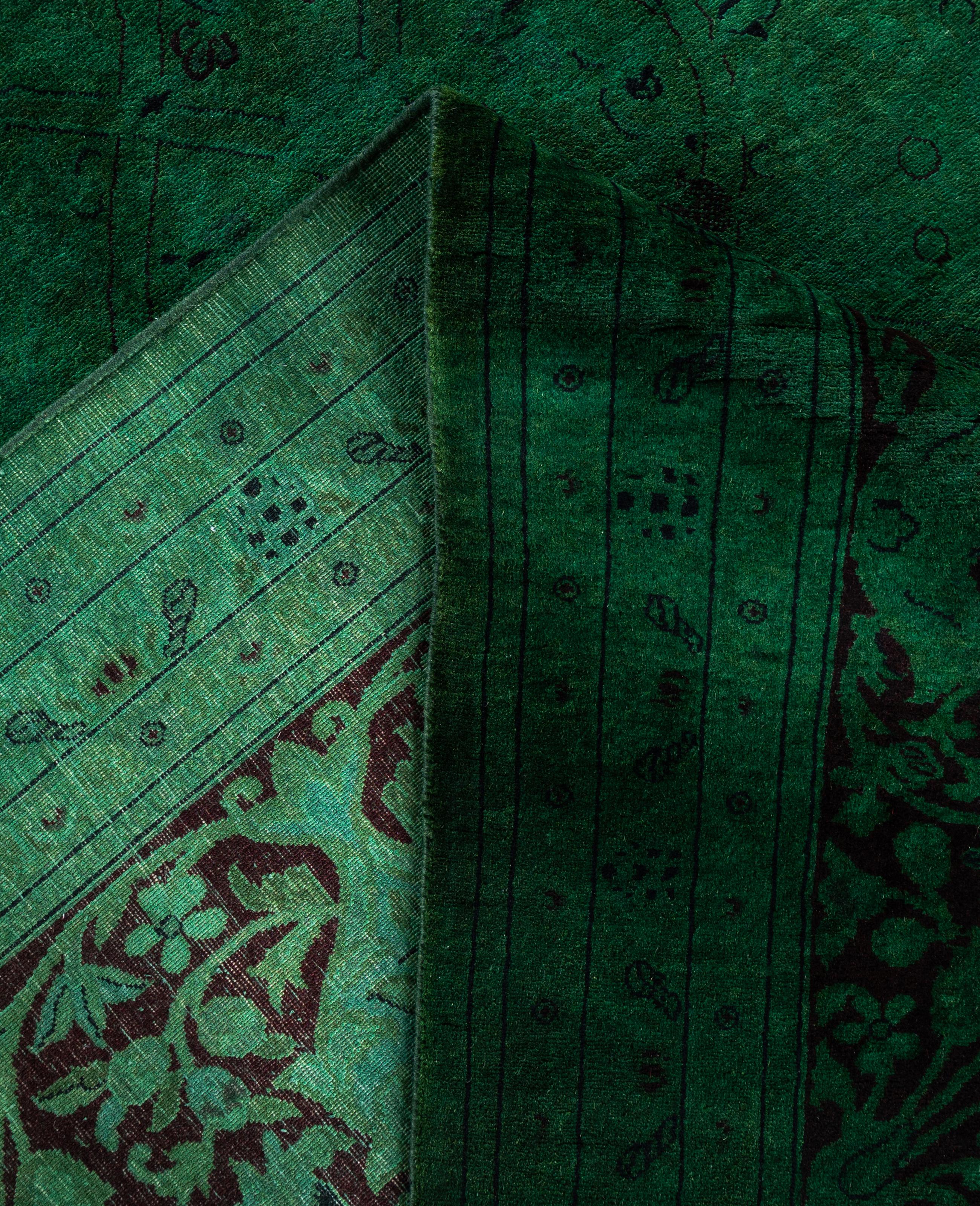 Noué à la main Tapis de sol en laine Overdyed One-of-a-Kind Green 9' 1