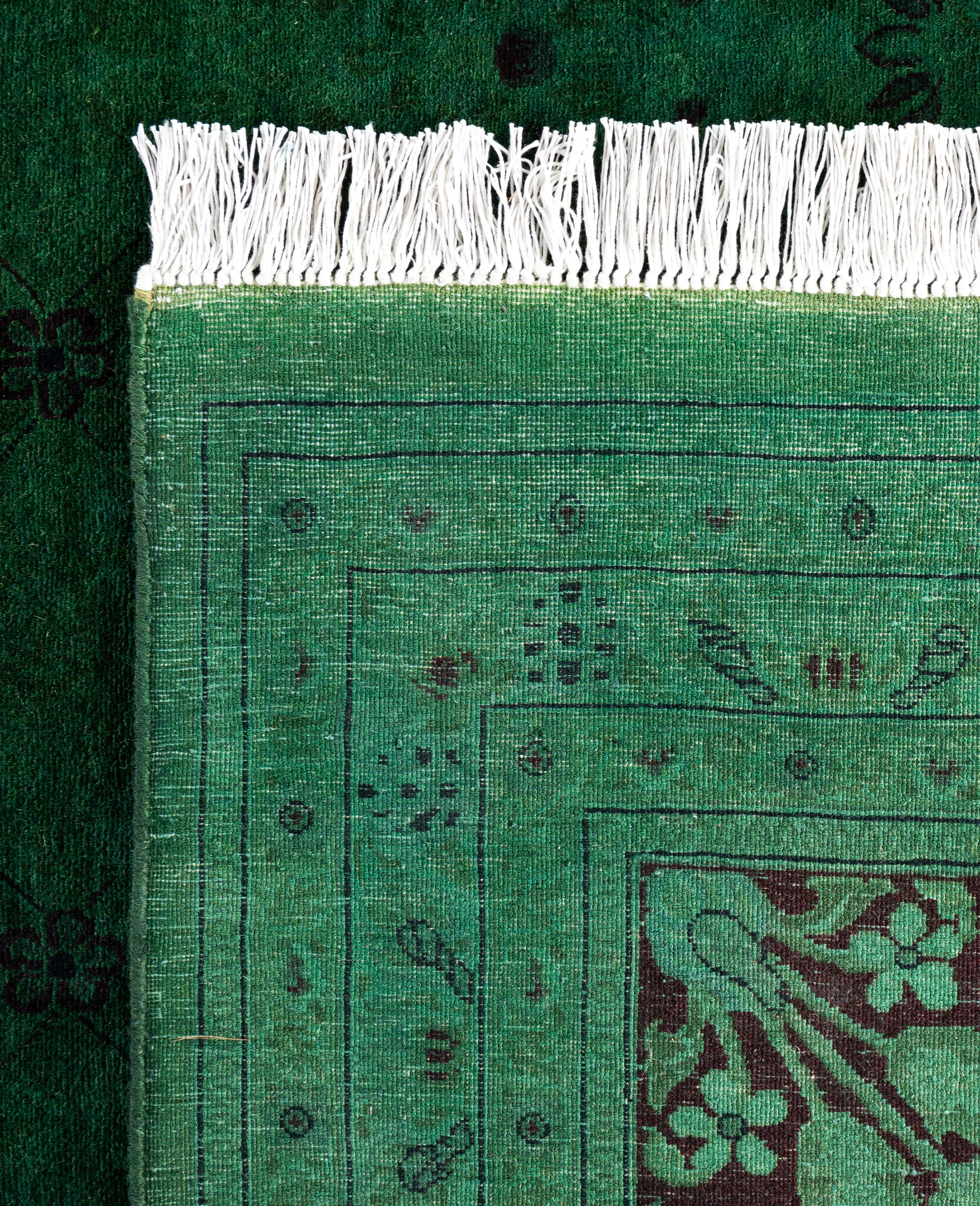 XXIe siècle et contemporain Tapis de sol en laine Overdyed One-of-a-Kind Green 9' 1