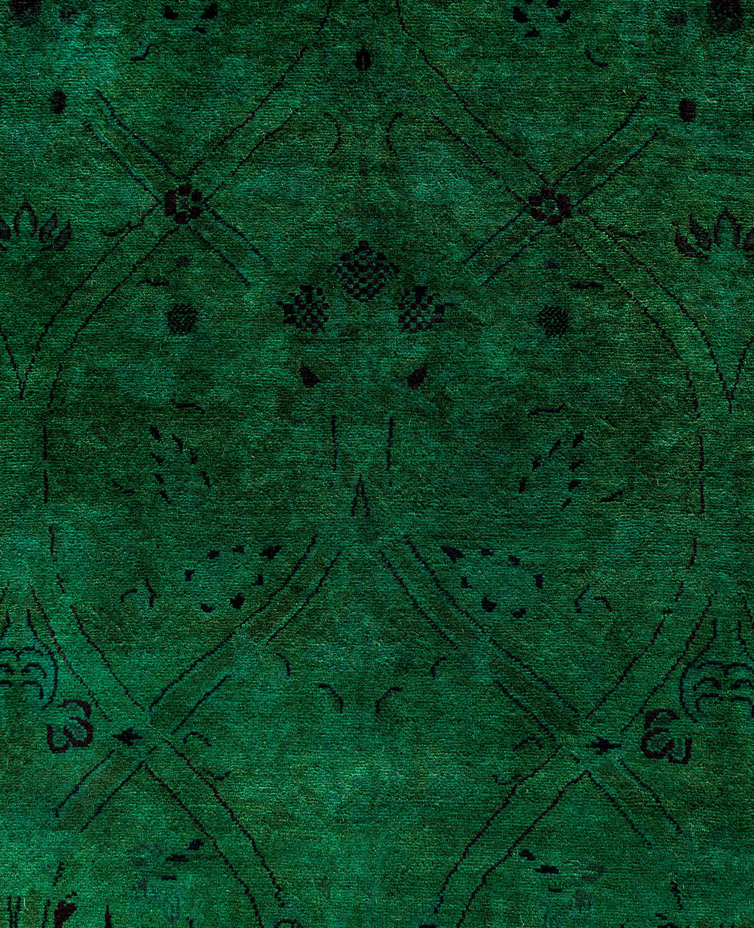 Tapis de sol en laine Overdyed One-of-a-Kind Green 9' 1