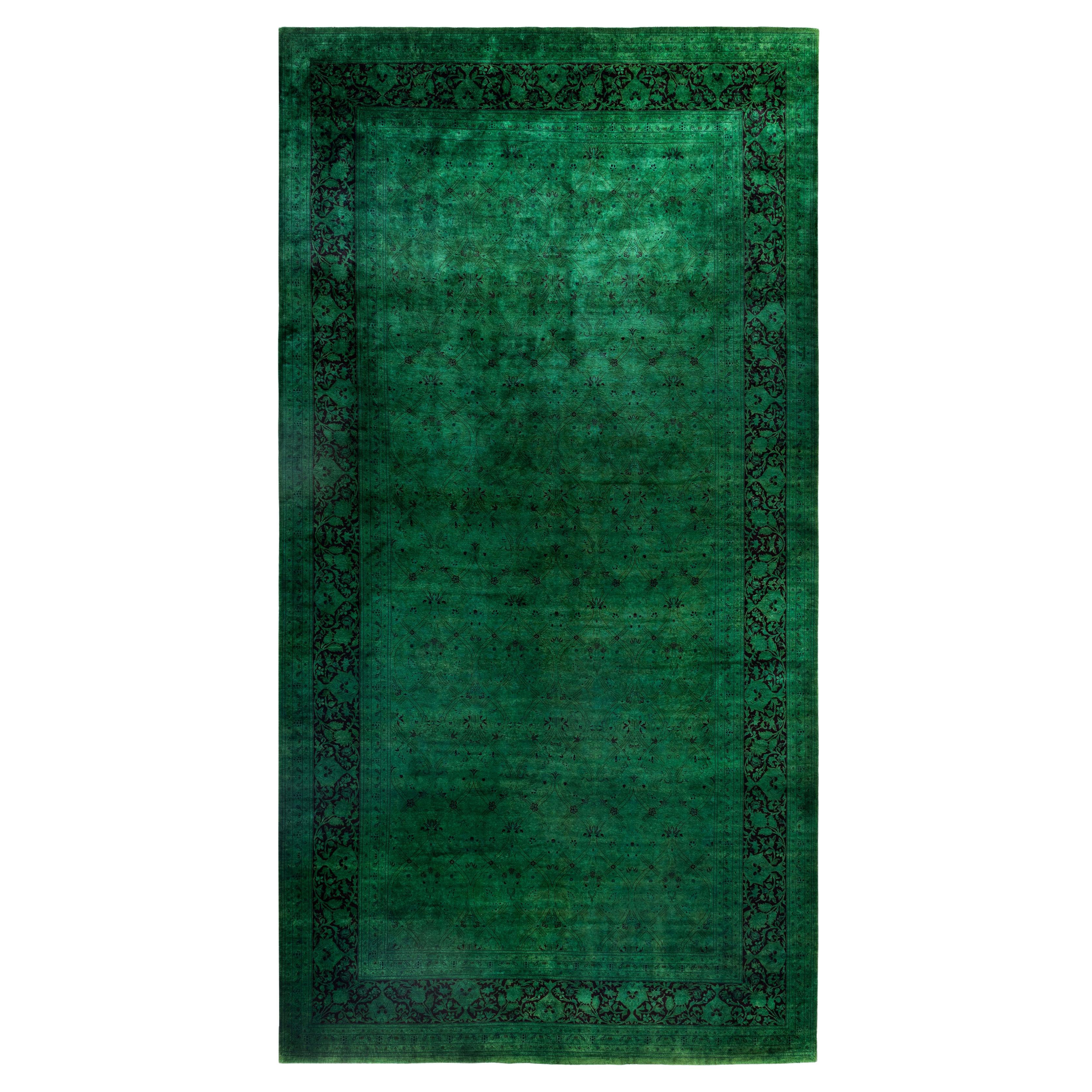 Tapis de sol en laine Overdyed One-of-a-Kind Green 9' 1" x 17' 6"
