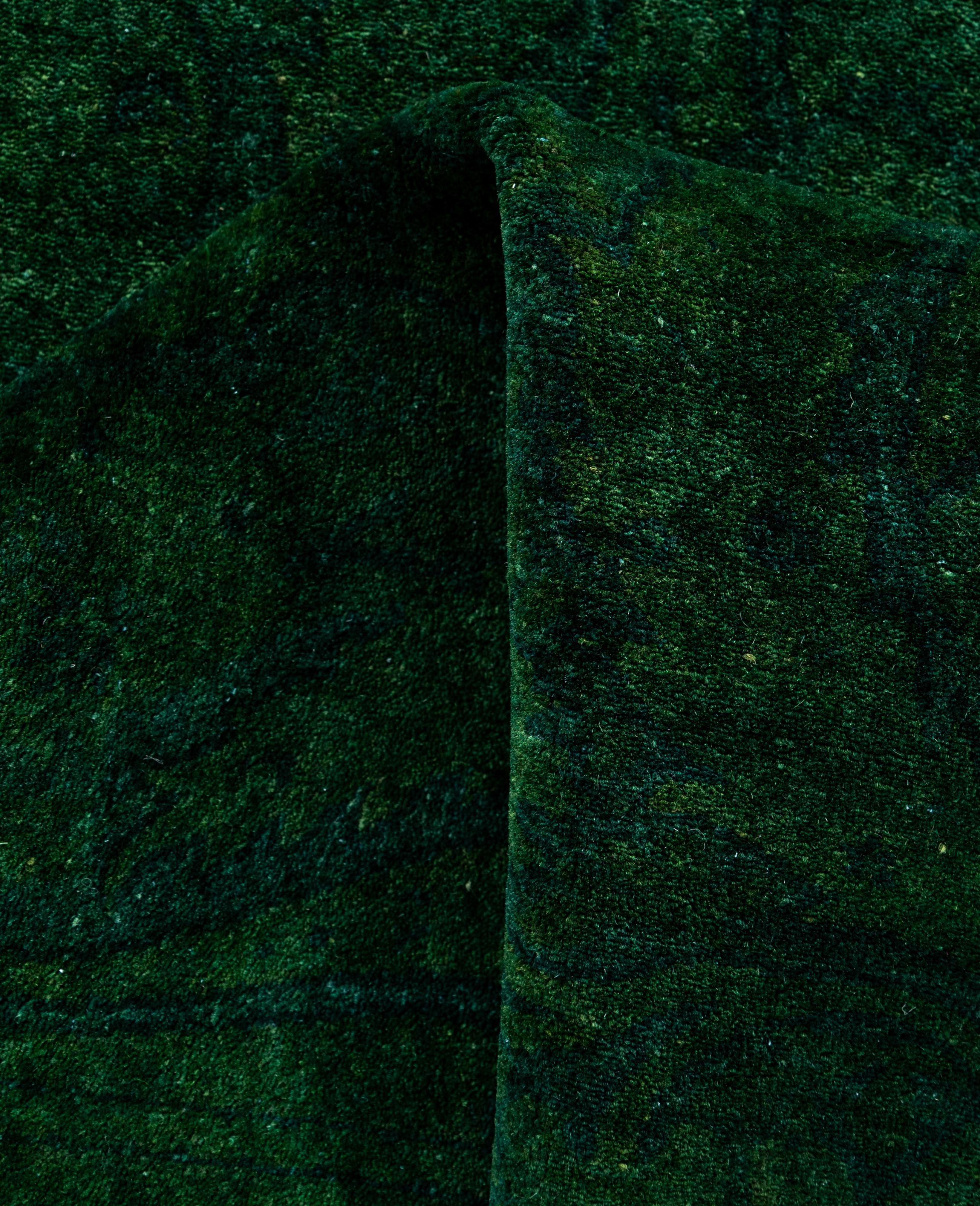 Overdyed One-of-a-Kind Wool Green Runner 2' 7