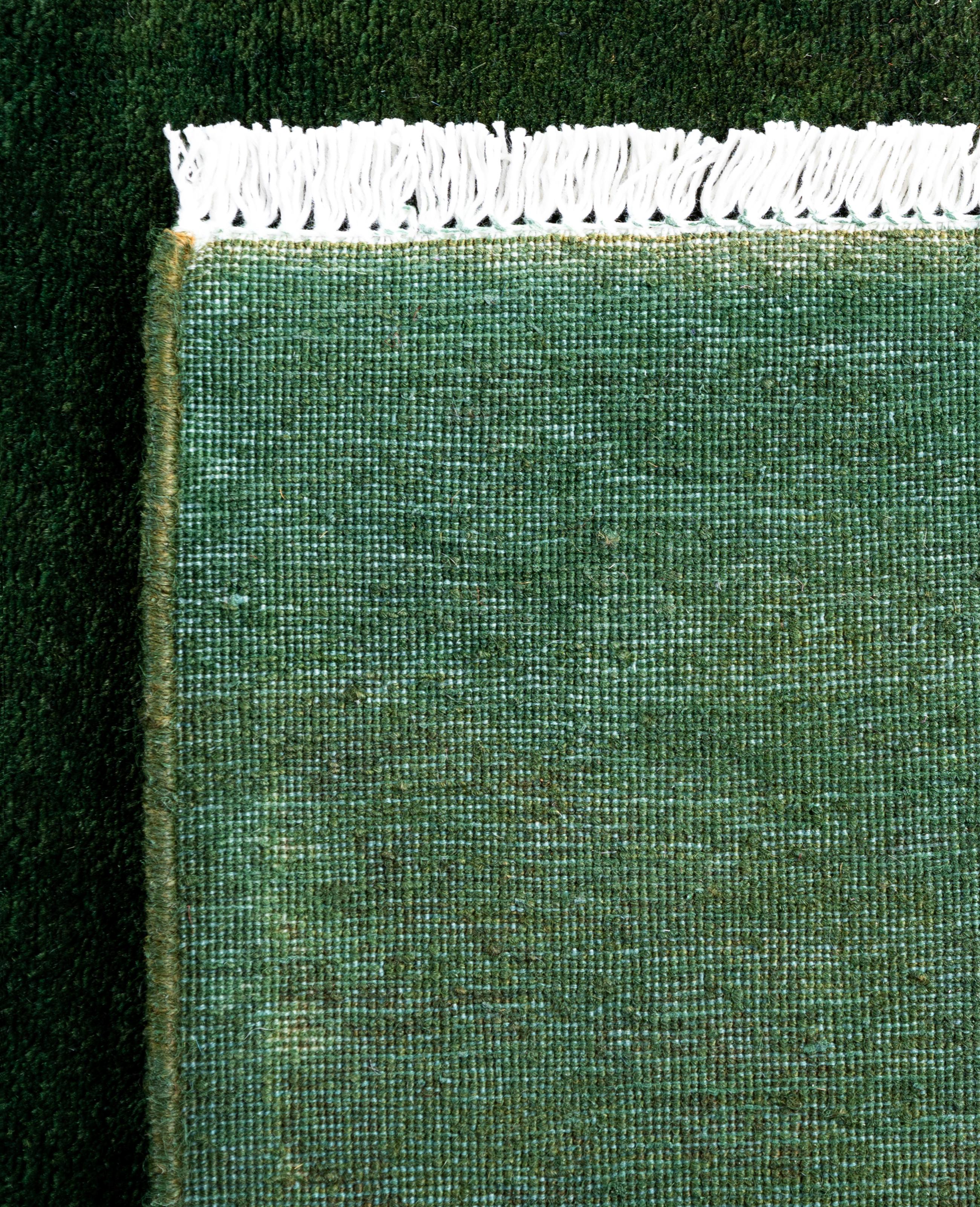 Overdyed One-of-a-Kind Wool Green Runner 2' 9