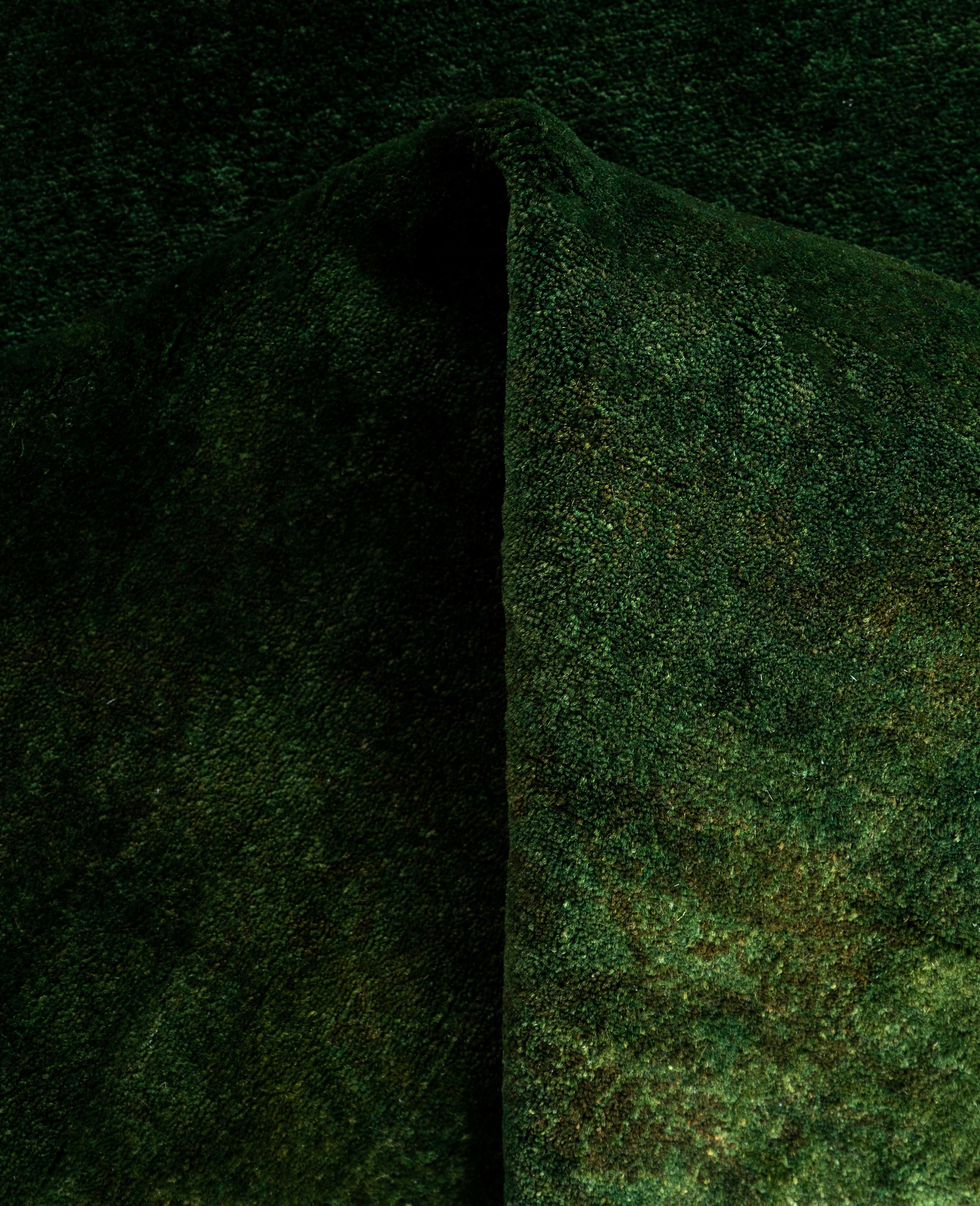 Overdyed One-of-a-Kind Wool Green Runner 2' 9