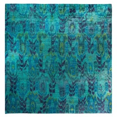 Overdyed One-of-a-Kind Wool Green Square Area Rug 11' 9" x 12' 1"