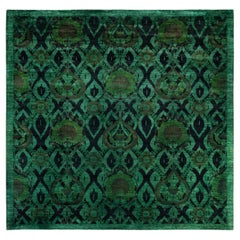 Overdyed One-of-a-Kind Wool Green Square Area Rug 9' 10" x 10' 3"
