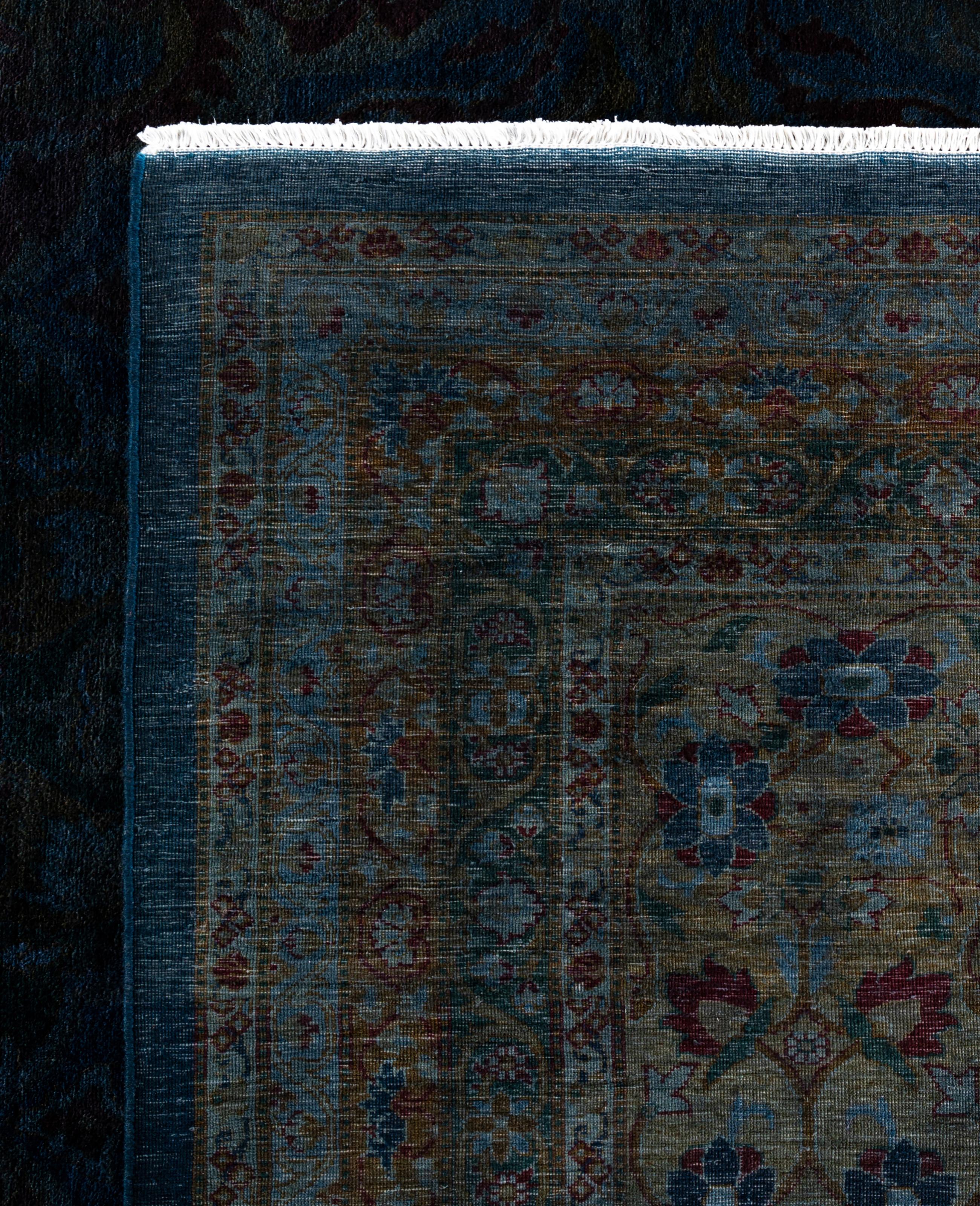 Overdyed One-of-a-Kind Wool Navy Area Rug 10' 1