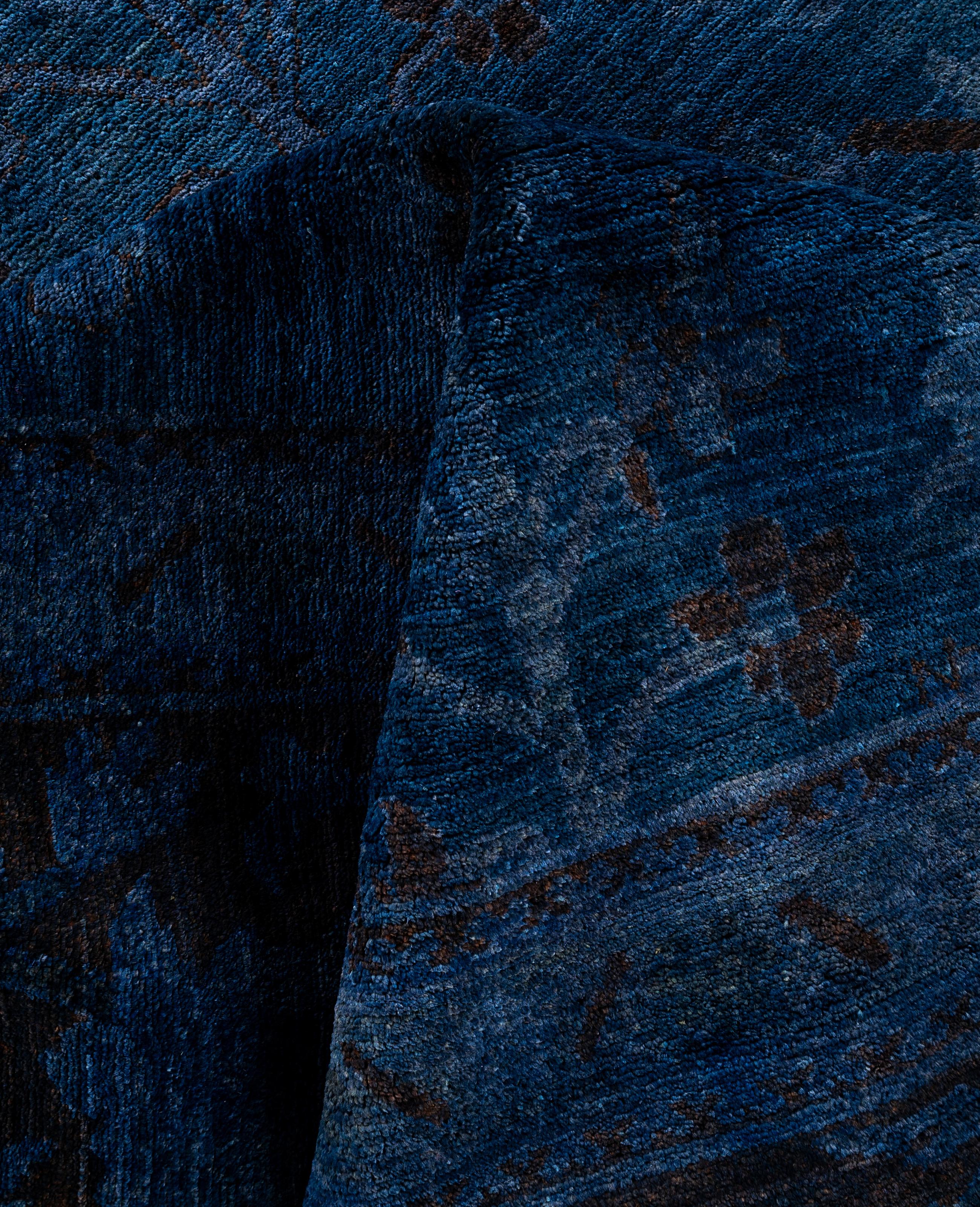 Overdyed One-of-a-Kind Wool Navy Area Rug 11' 9