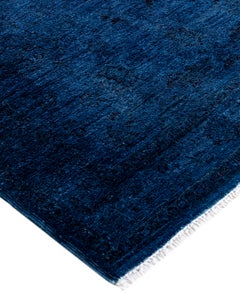Overdyed One-of-a-Kind Wool Navy Area Rug 3' 4" x 4' 10"