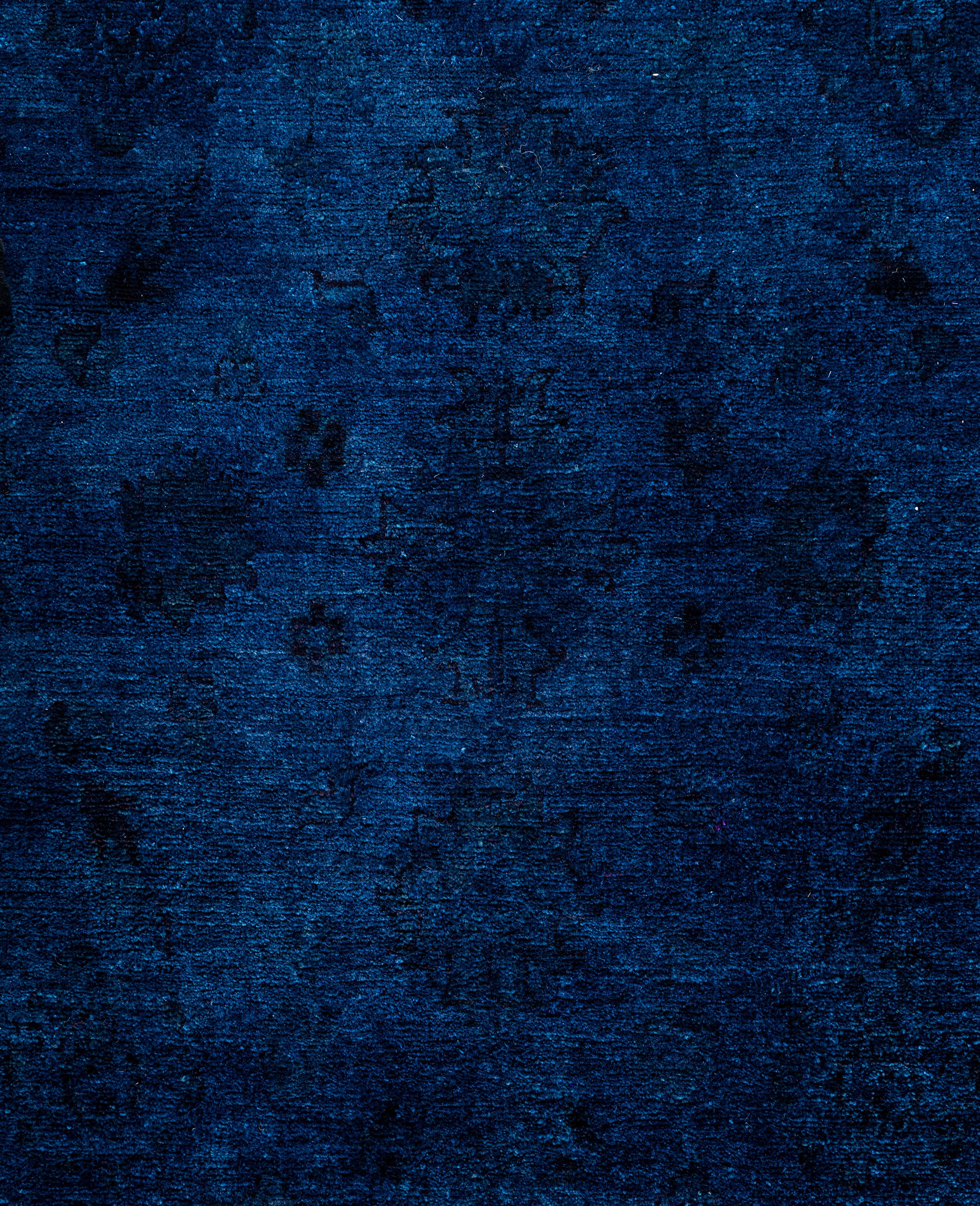 Overdyed One-of-a-Kind Wolle Marine Bereich Teppich 3' 4