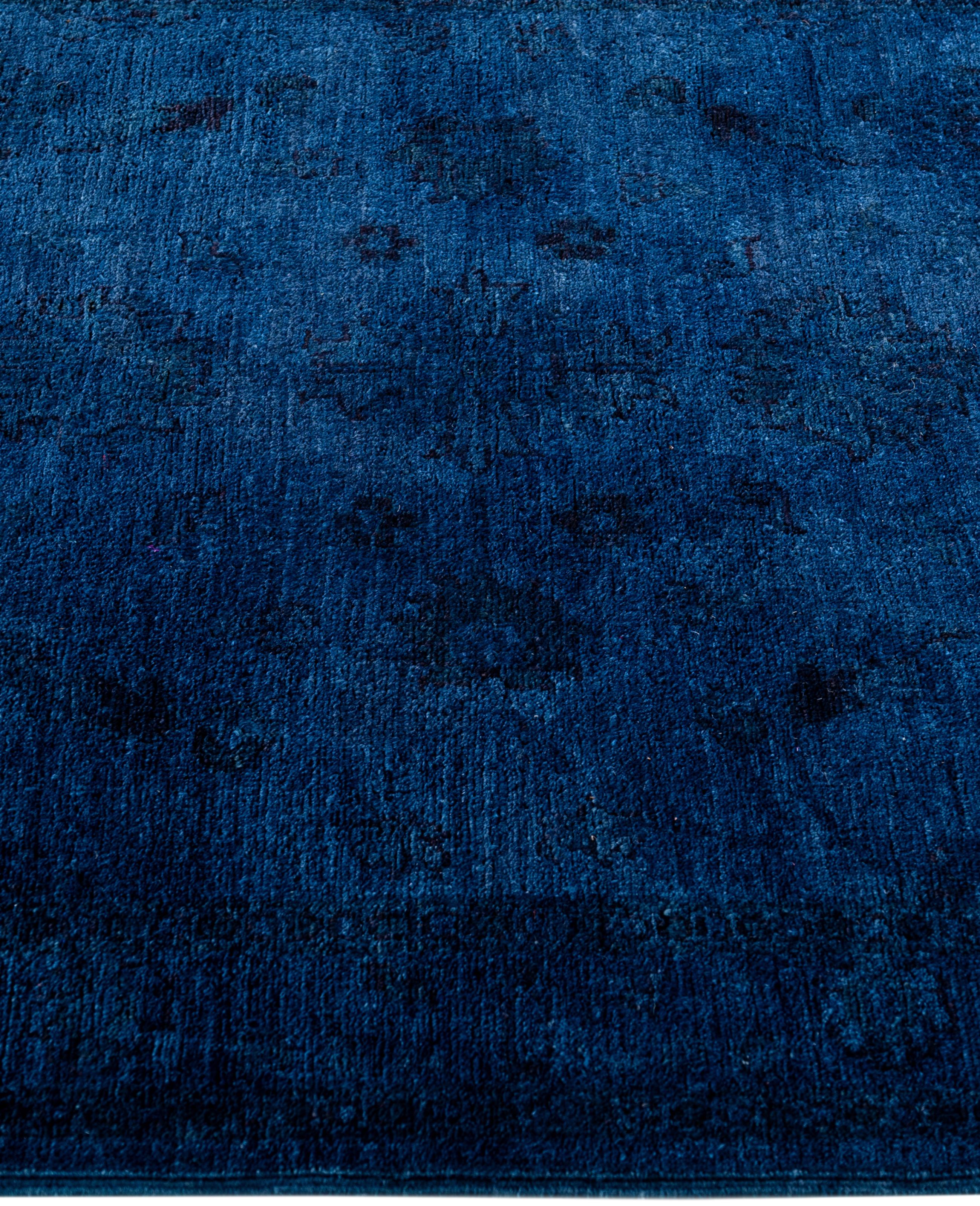 Overdyed One-of-a-Kind Wolle Marine Bereich Teppich 3' 4