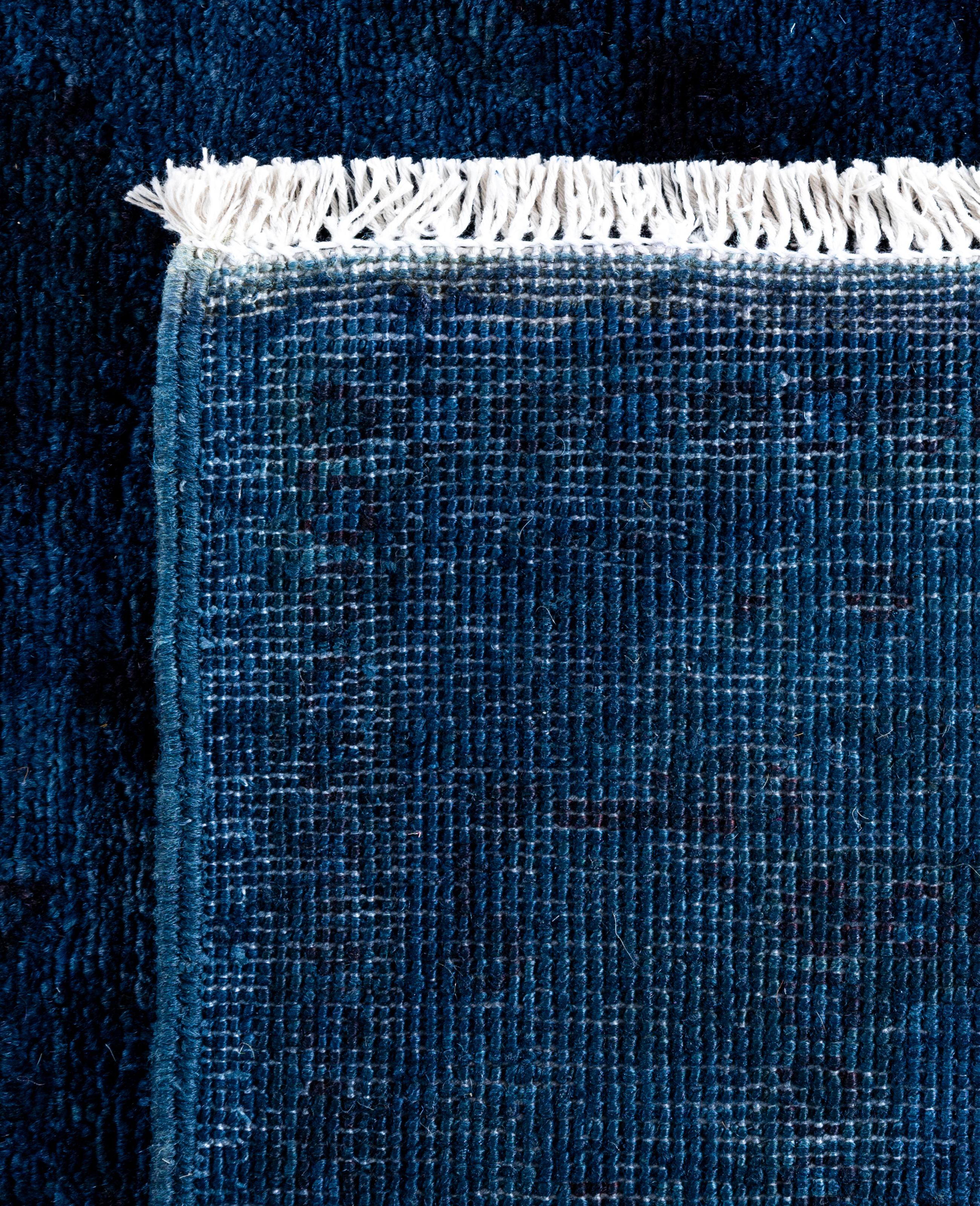 Overdyed One-of-a-Kind Wolle Marine Bereich Teppich 3' 4
