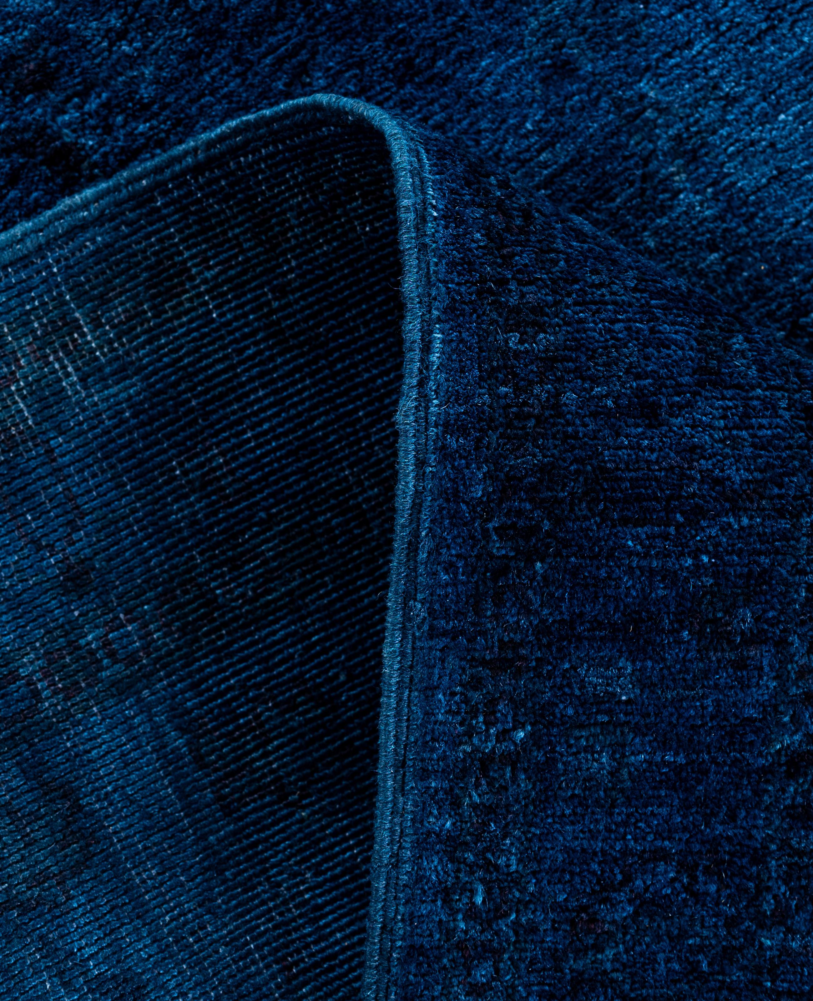 Overdyed One-of-a-Kind Wolle Marine Bereich Teppich 3' 4