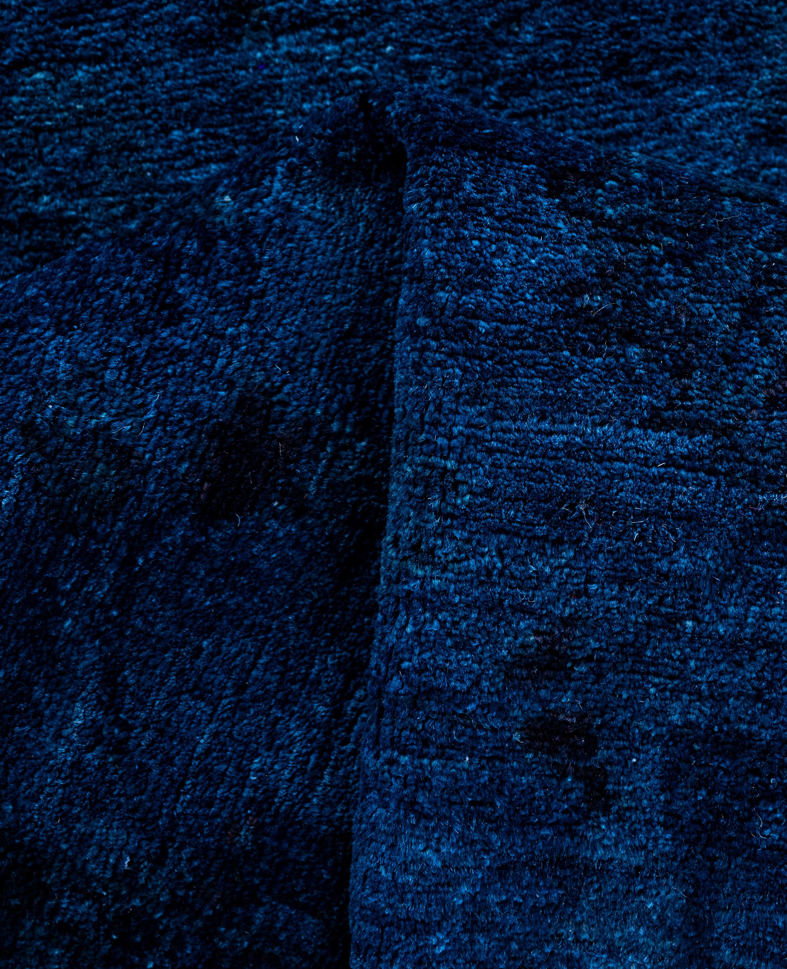 Overdyed One-of-a-Kind Wolle Marine Bereich Teppich 3' 4