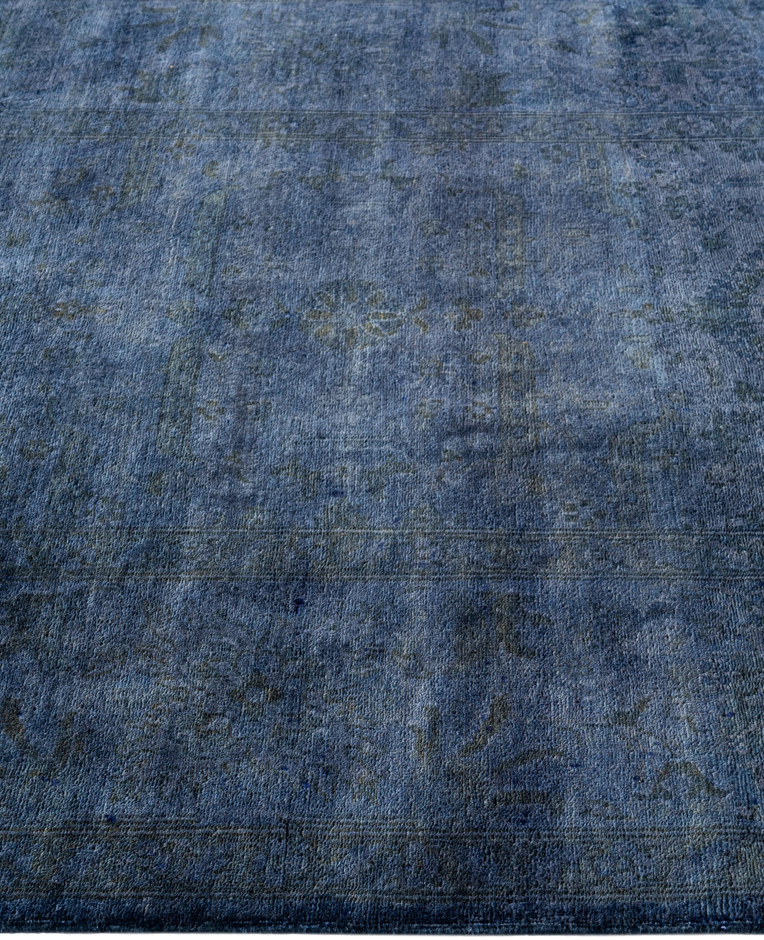 Overdyed One-of-a-Kind Wolle Marine Bereich Teppich 4' 1