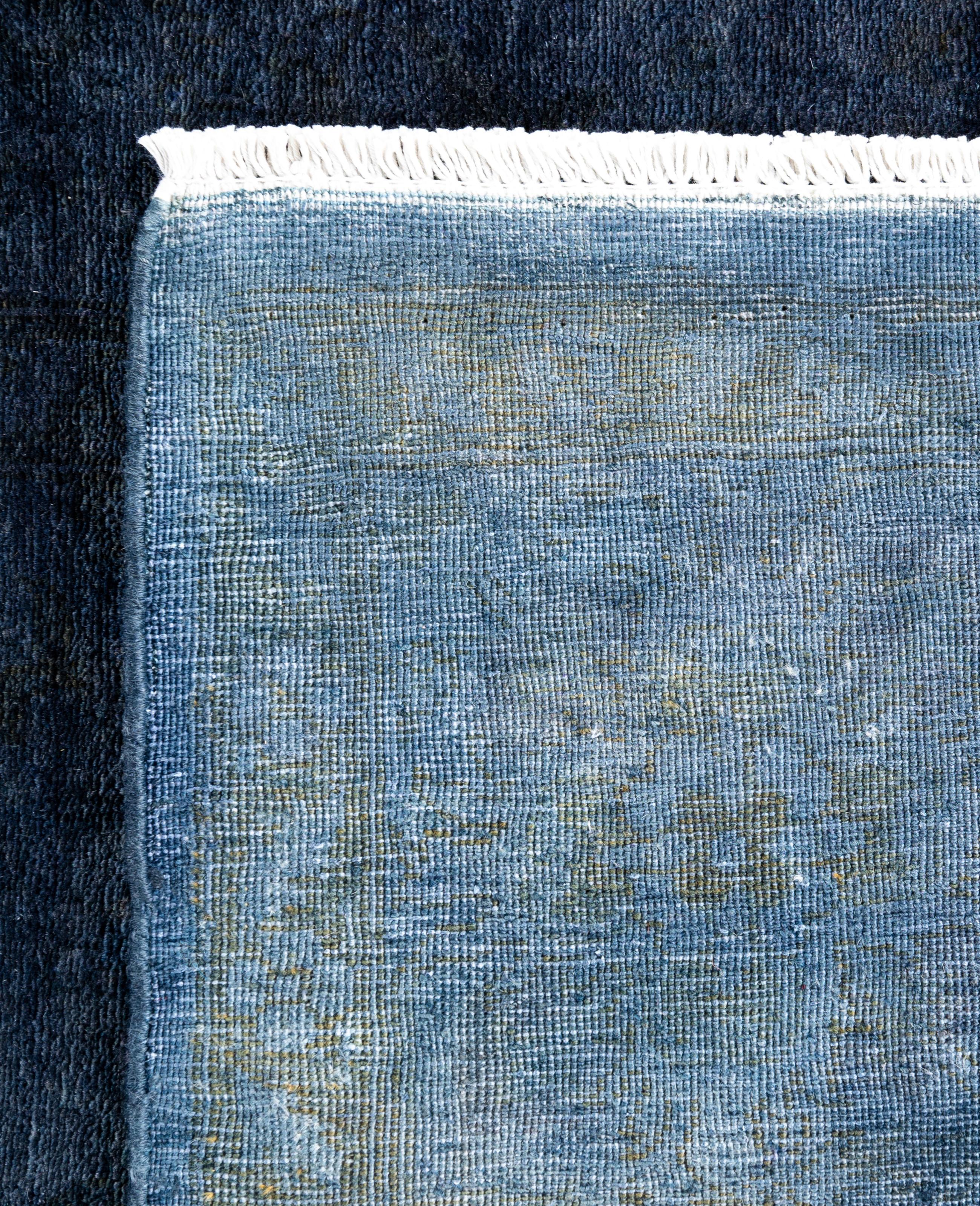 Overdyed One-of-a-Kind Wolle Marine Bereich Teppich 4' 1
