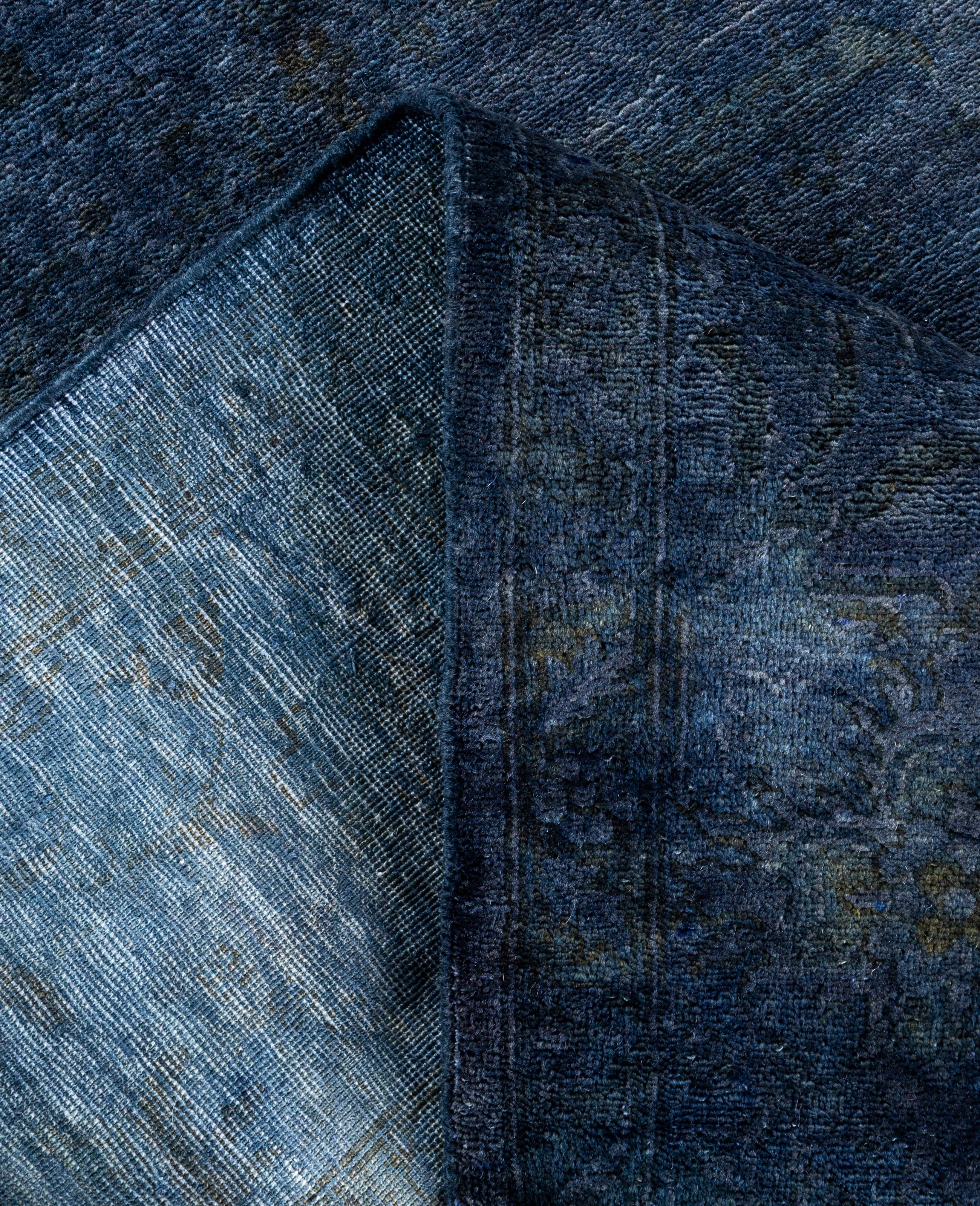 Overdyed One-of-a-Kind Wolle Marine Bereich Teppich 4' 1