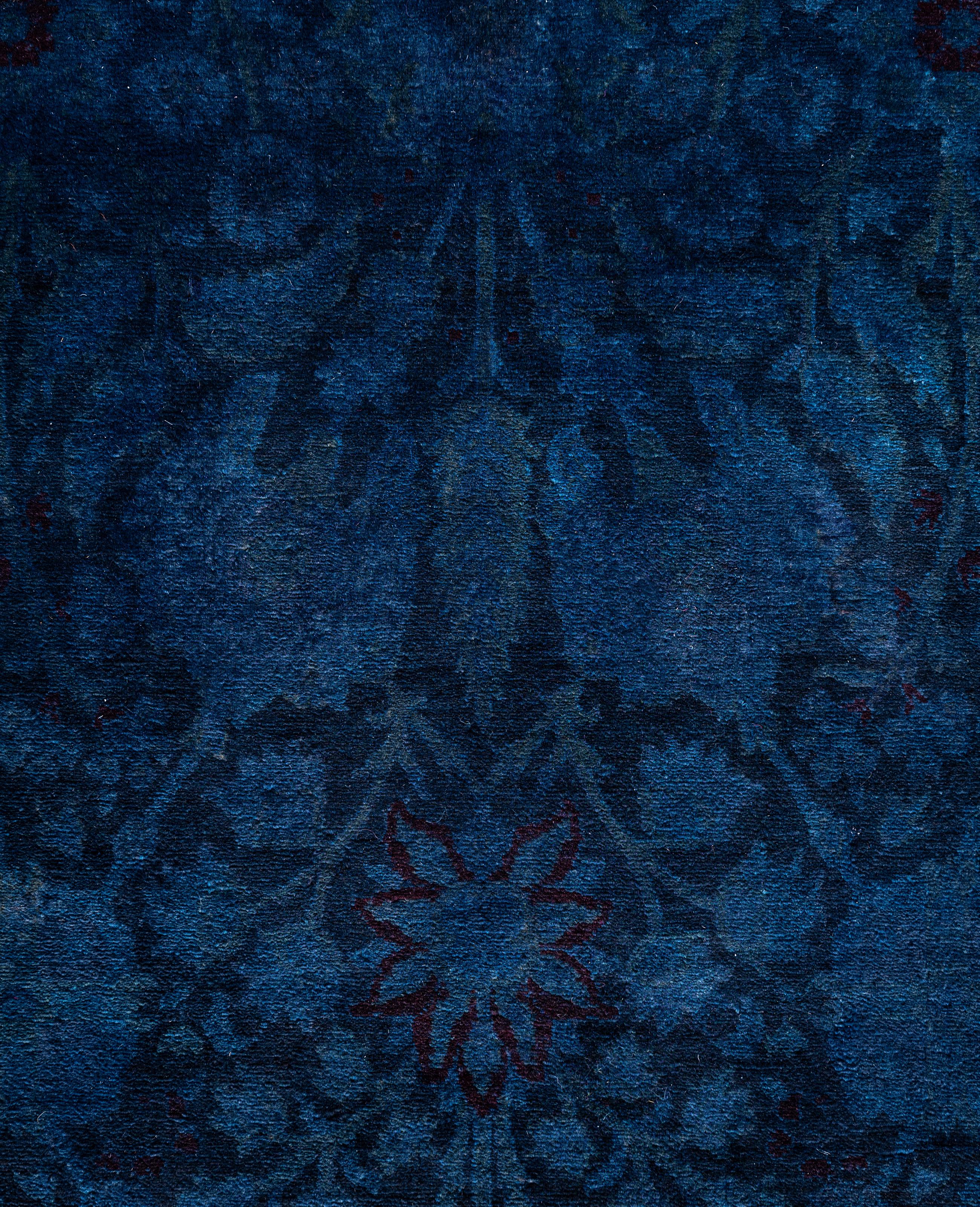Overdyed One-of-a-Kind Wolle Marine Bereich Teppich 4' 3
