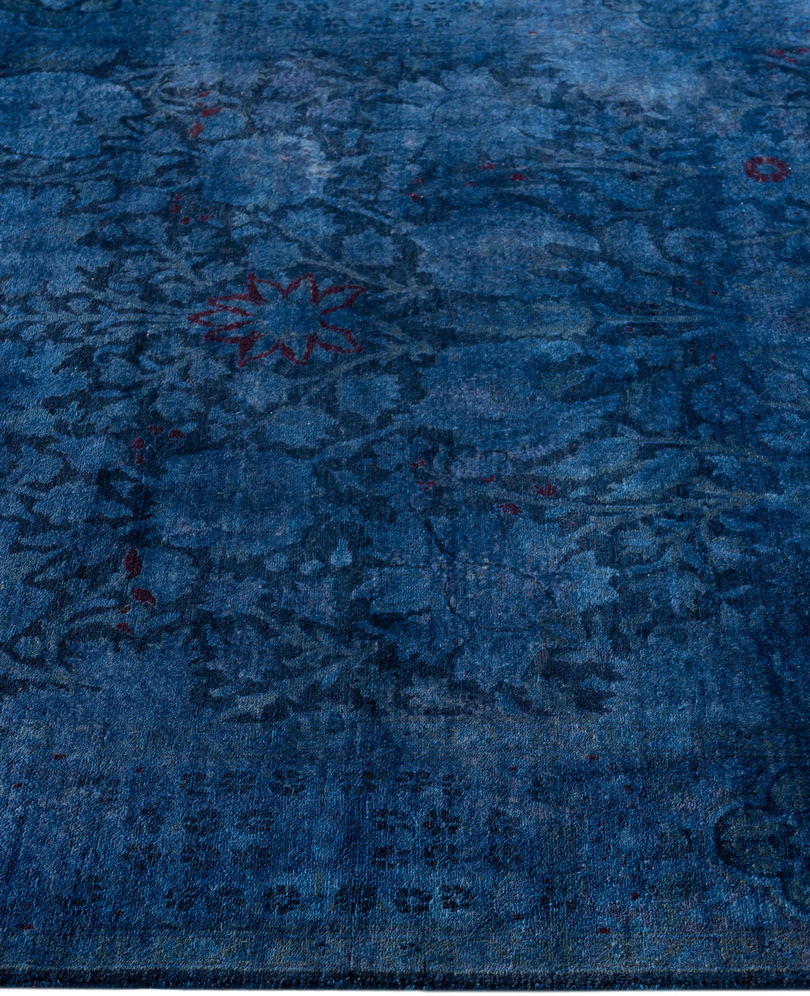 Overdyed One-of-a-Kind Wolle Marine Bereich Teppich 4' 3