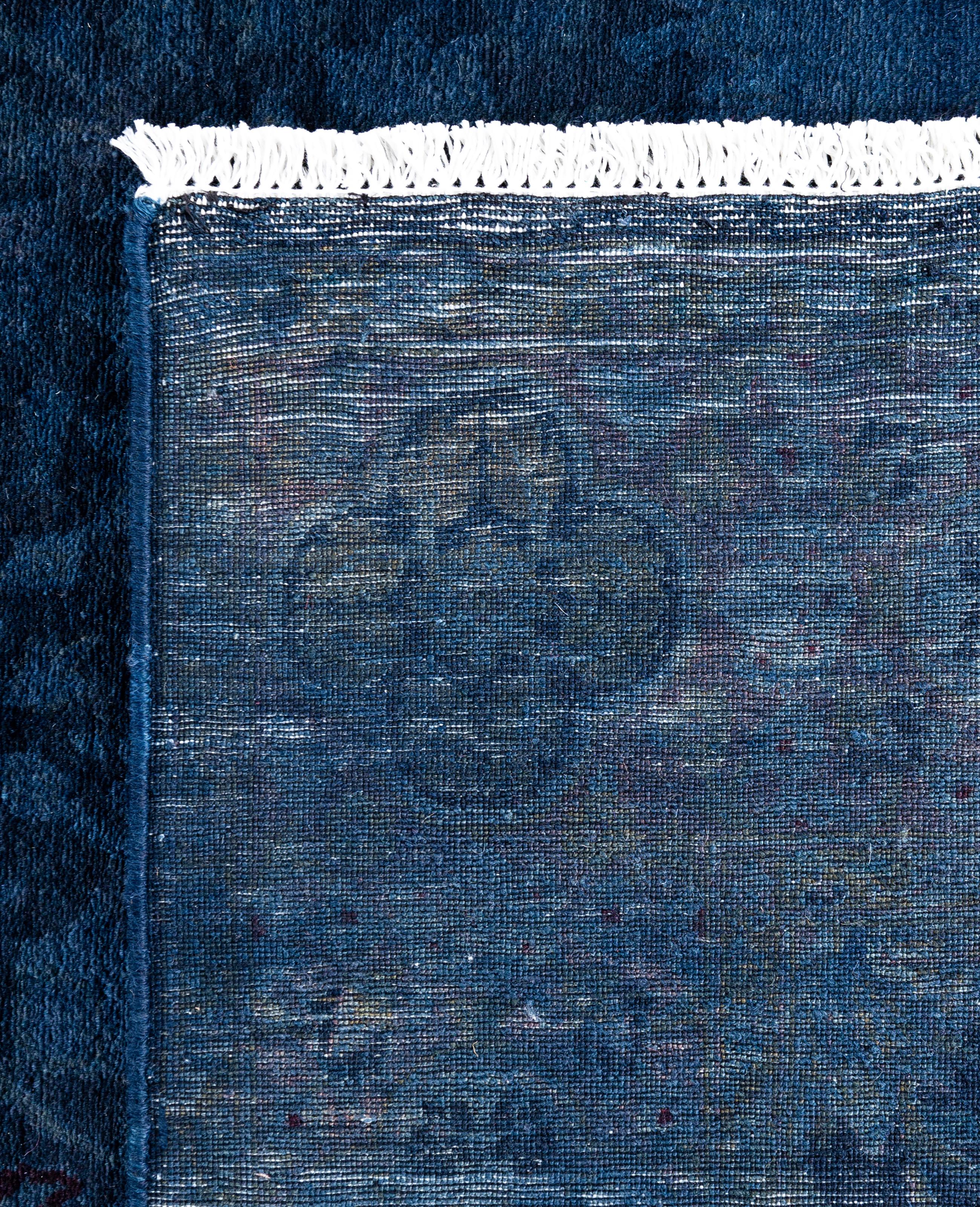 Overdyed One-of-a-Kind Wolle Marine Bereich Teppich 4' 3