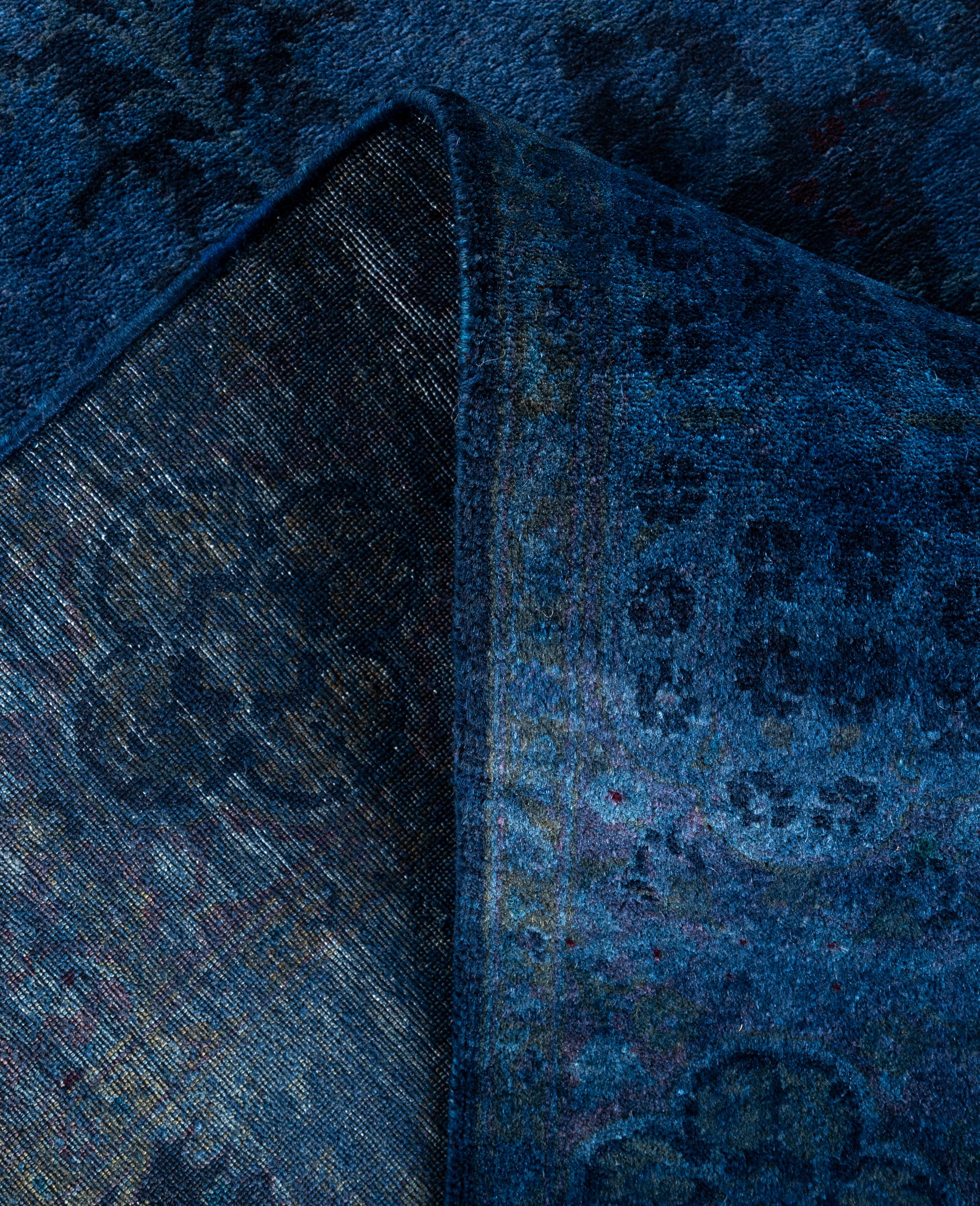 Overdyed One-of-a-Kind Wolle Marine Bereich Teppich 4' 3