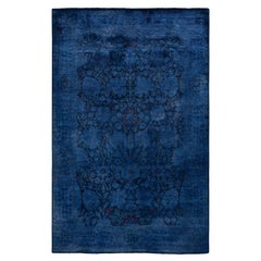 Overdyed One-of-a-Kind Wolle Marine Bereich Teppich 4' 3" x 6' 1"