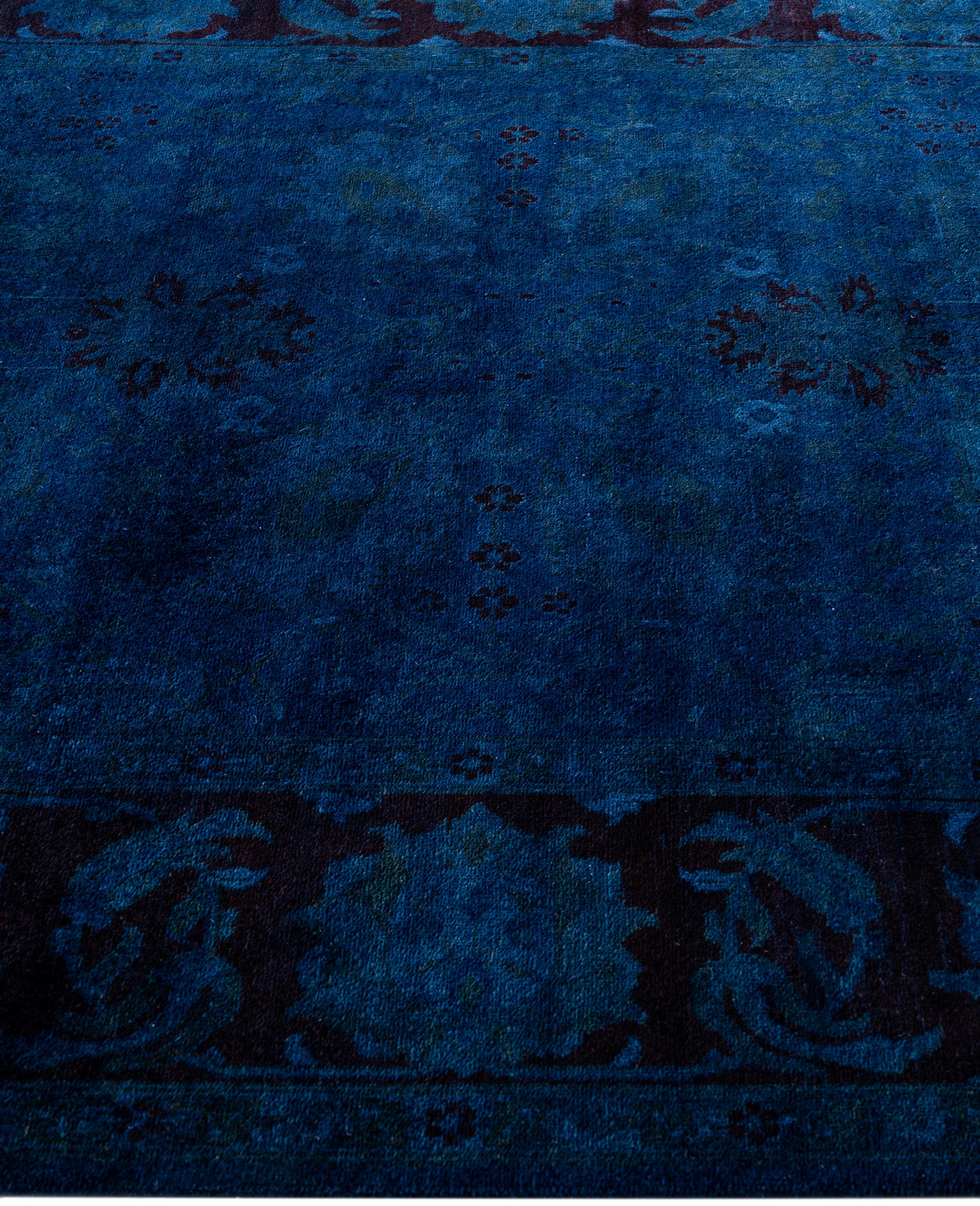 Overdyed One-of-a-Kind Wolle Marine Bereich Teppich 5' 1
