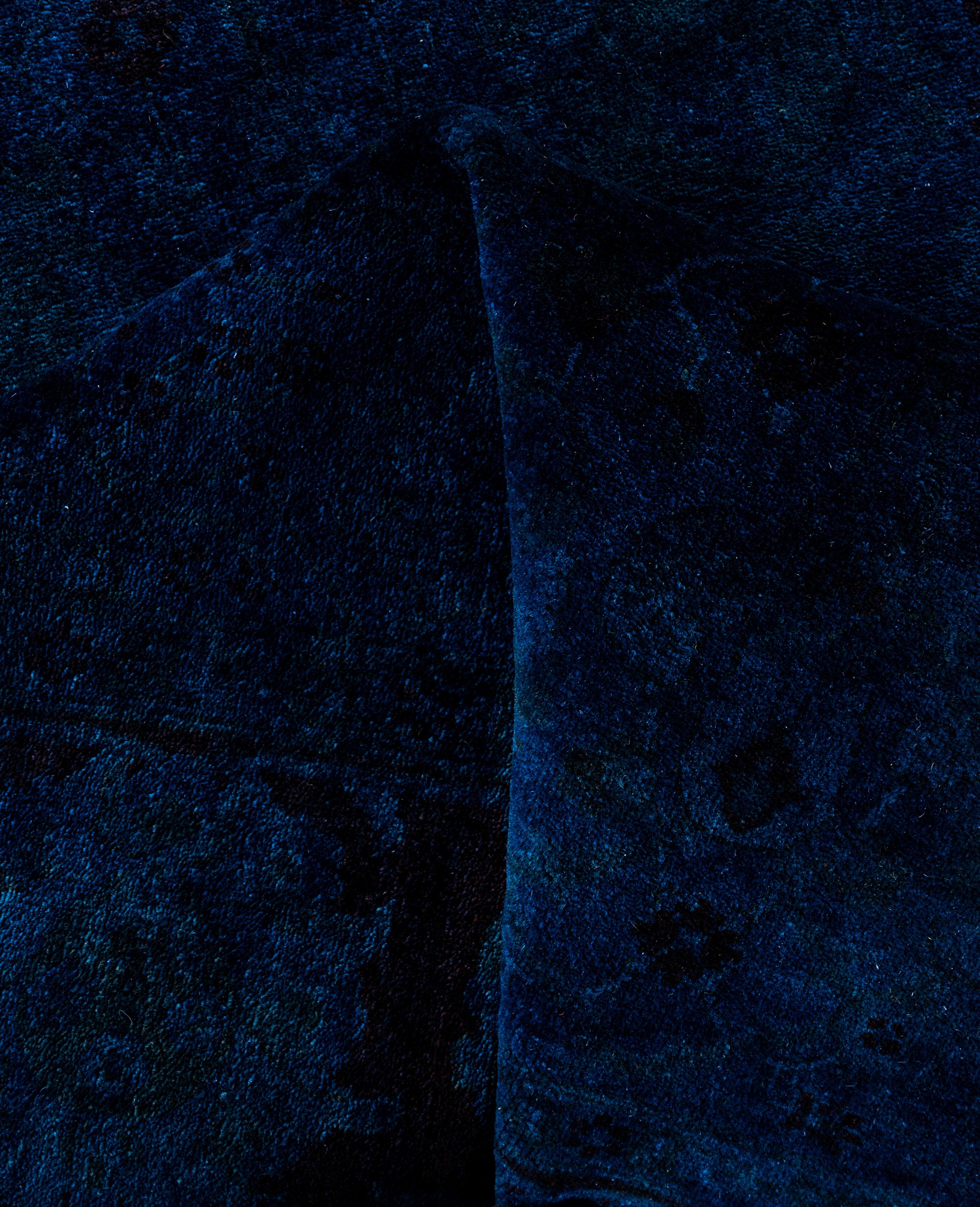 Overdyed One-of-a-Kind Wolle Marine Bereich Teppich 5' 1