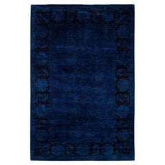 Overdyed One-of-a-Kind Wolle Marine Bereich Teppich 5' 1" x 7' 7"