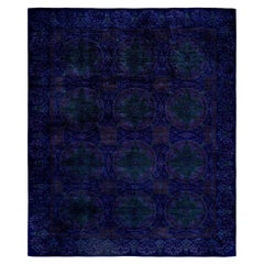 Alfombra de lana Overdyed Única en su género Azul marino 8' 2" x 9' 10"