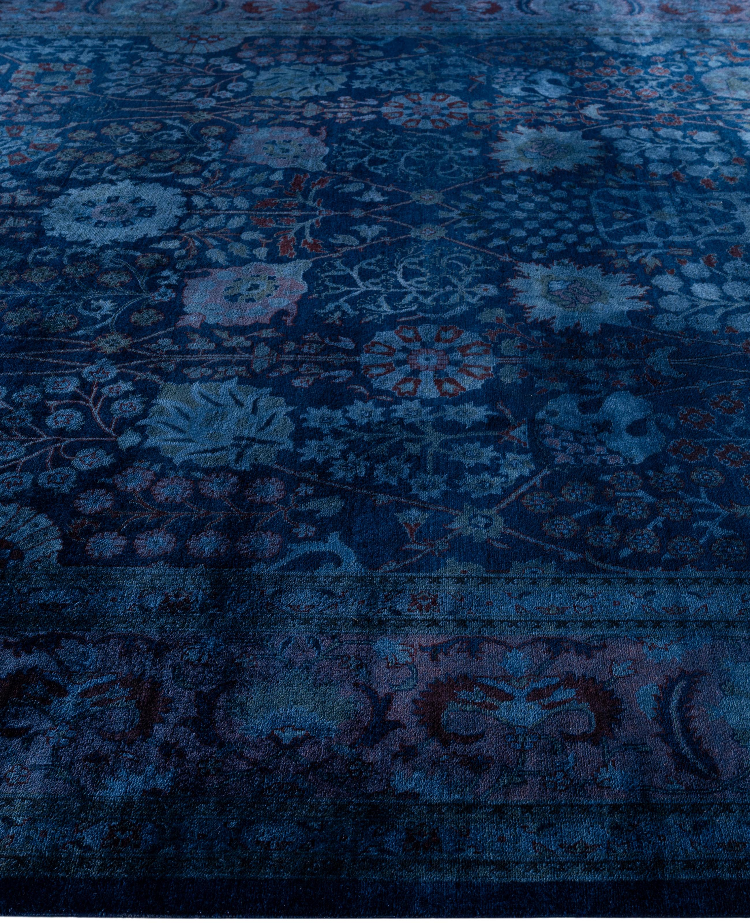 Overdyed Einzigartige Wolle Marine Bereich Teppich 9' 1