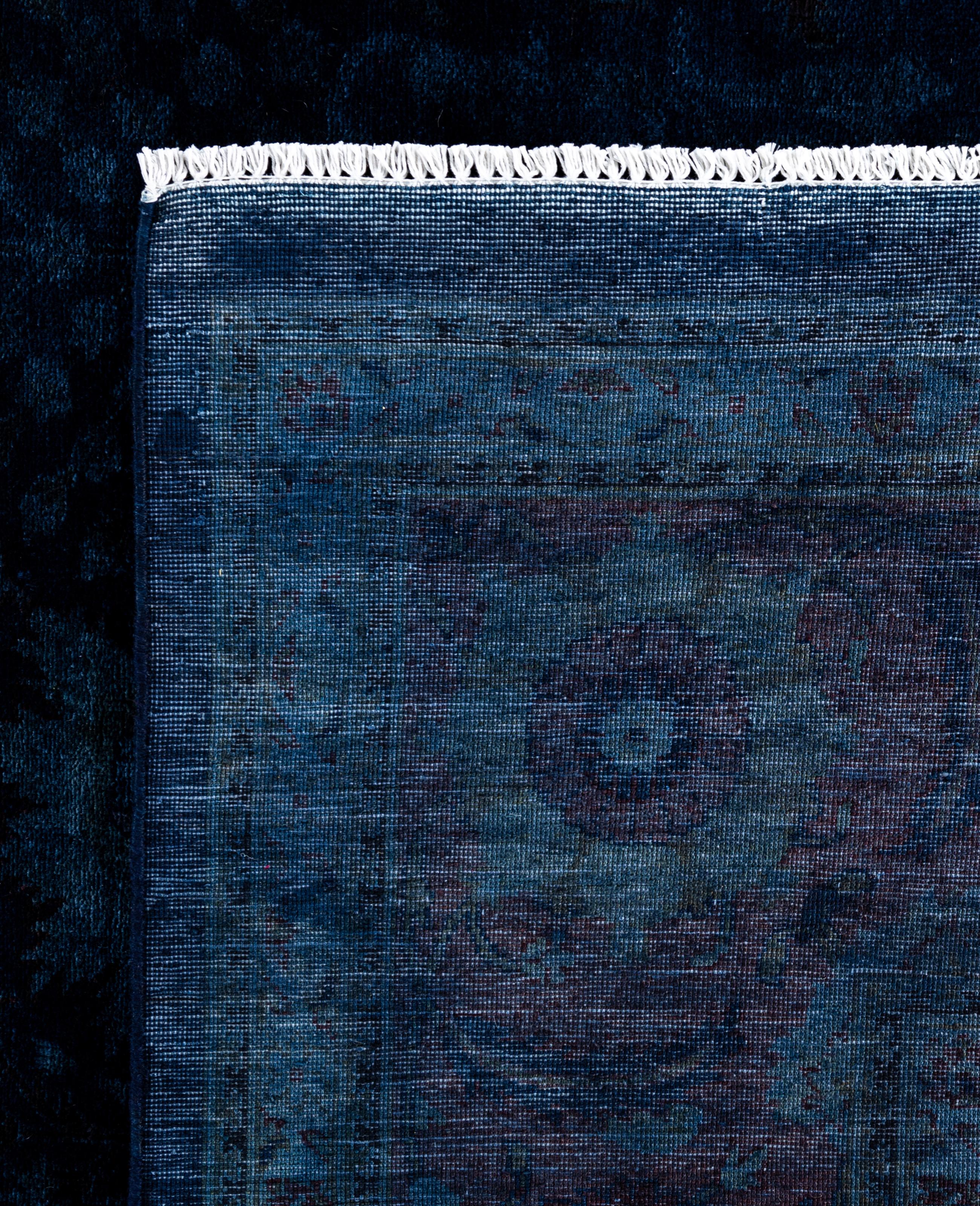 Overdyed Einzigartige Wolle Marine Bereich Teppich 9' 1