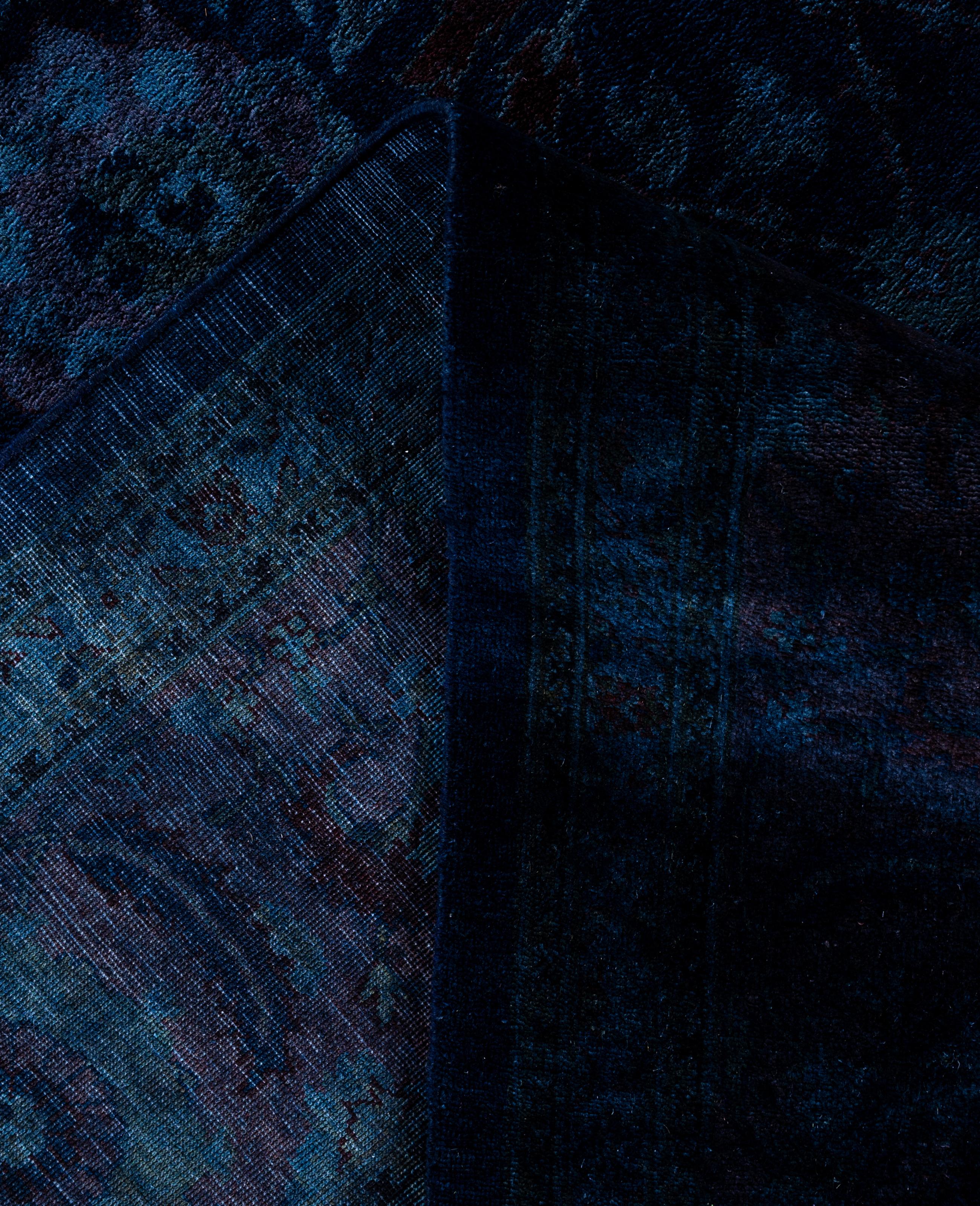 Overdyed Einzigartige Wolle Marine Bereich Teppich 9' 1
