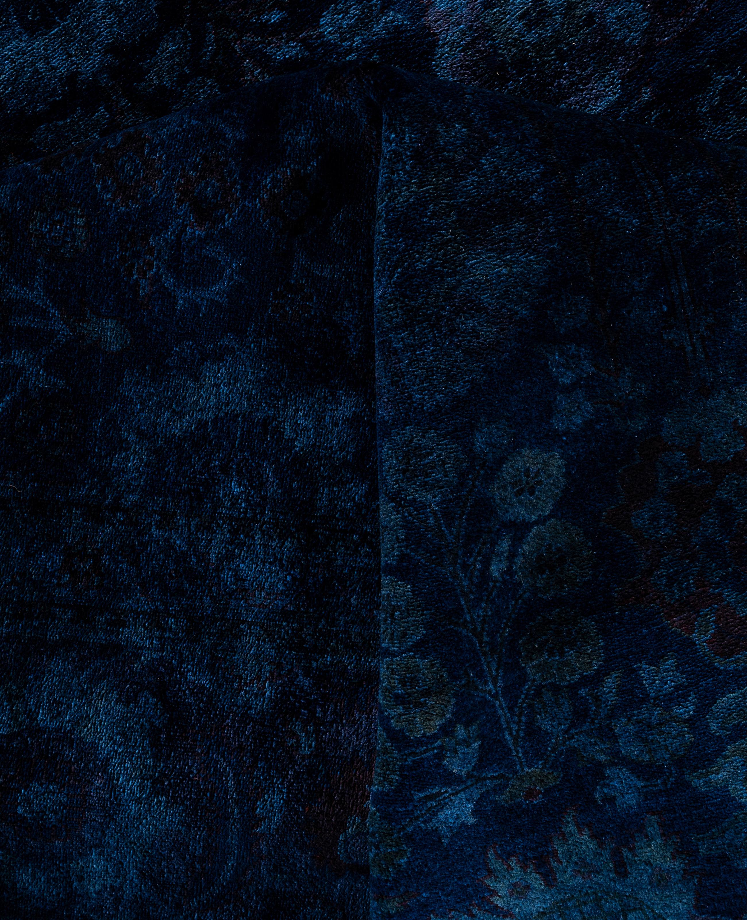 Overdyed Einzigartige Wolle Marine Bereich Teppich 9' 1