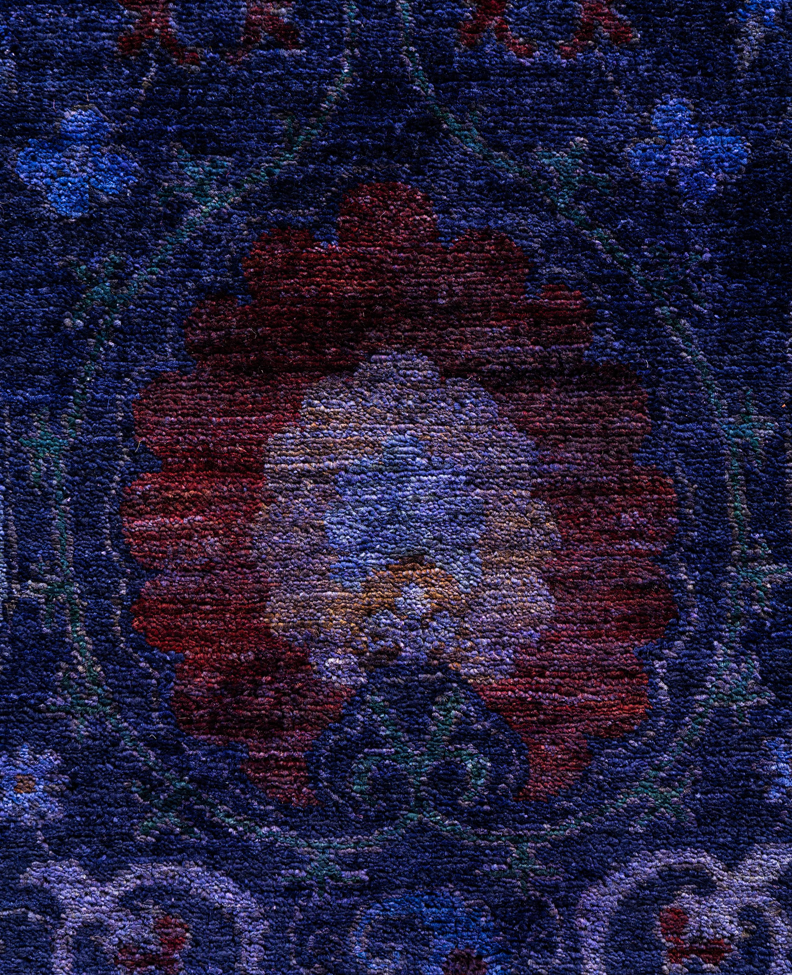 Tapis de zone Overdyed One-of-a-Kind en laine marine 9' 3
