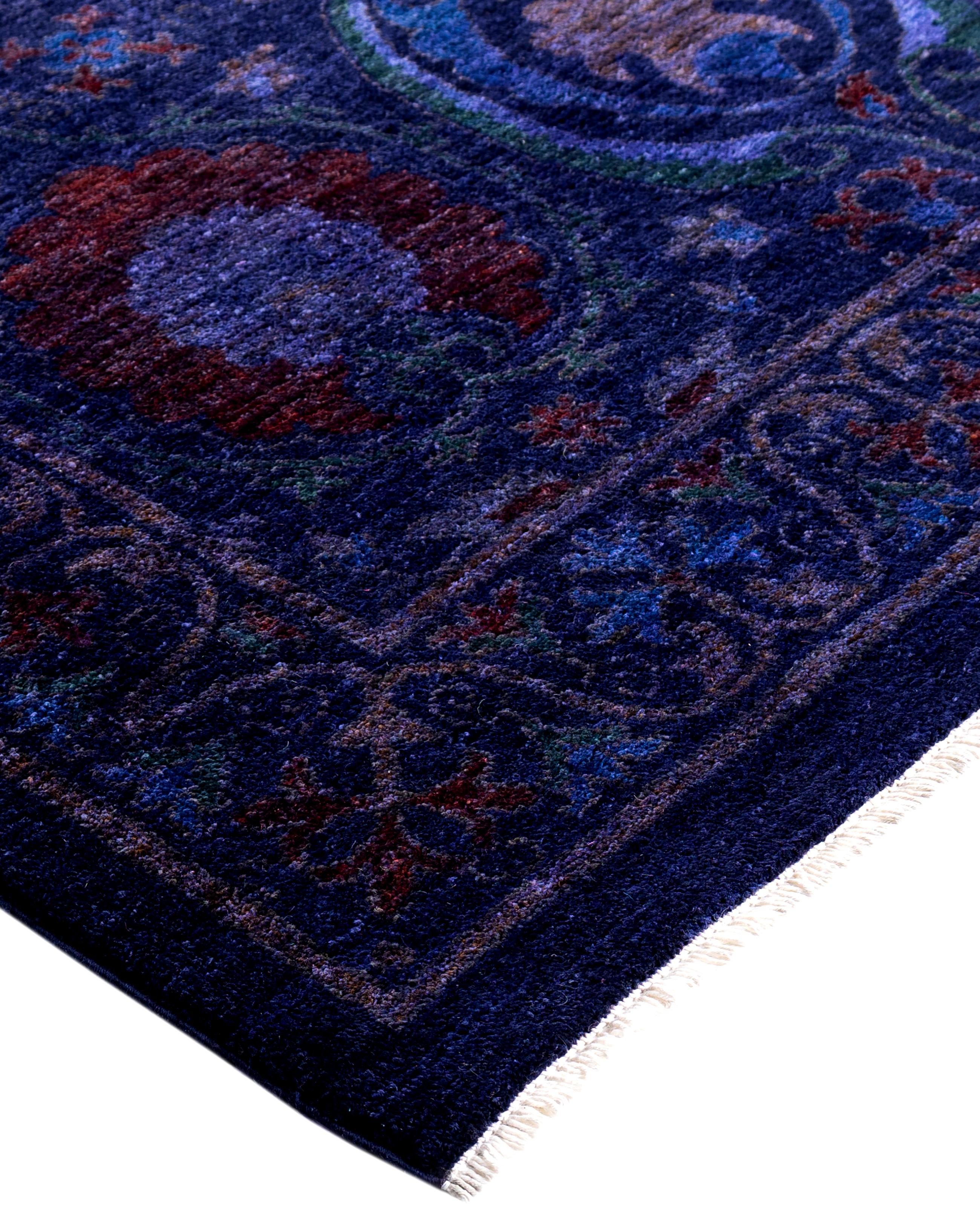 Tapis de zone Overdyed One-of-a-Kind en laine marine 9' 3