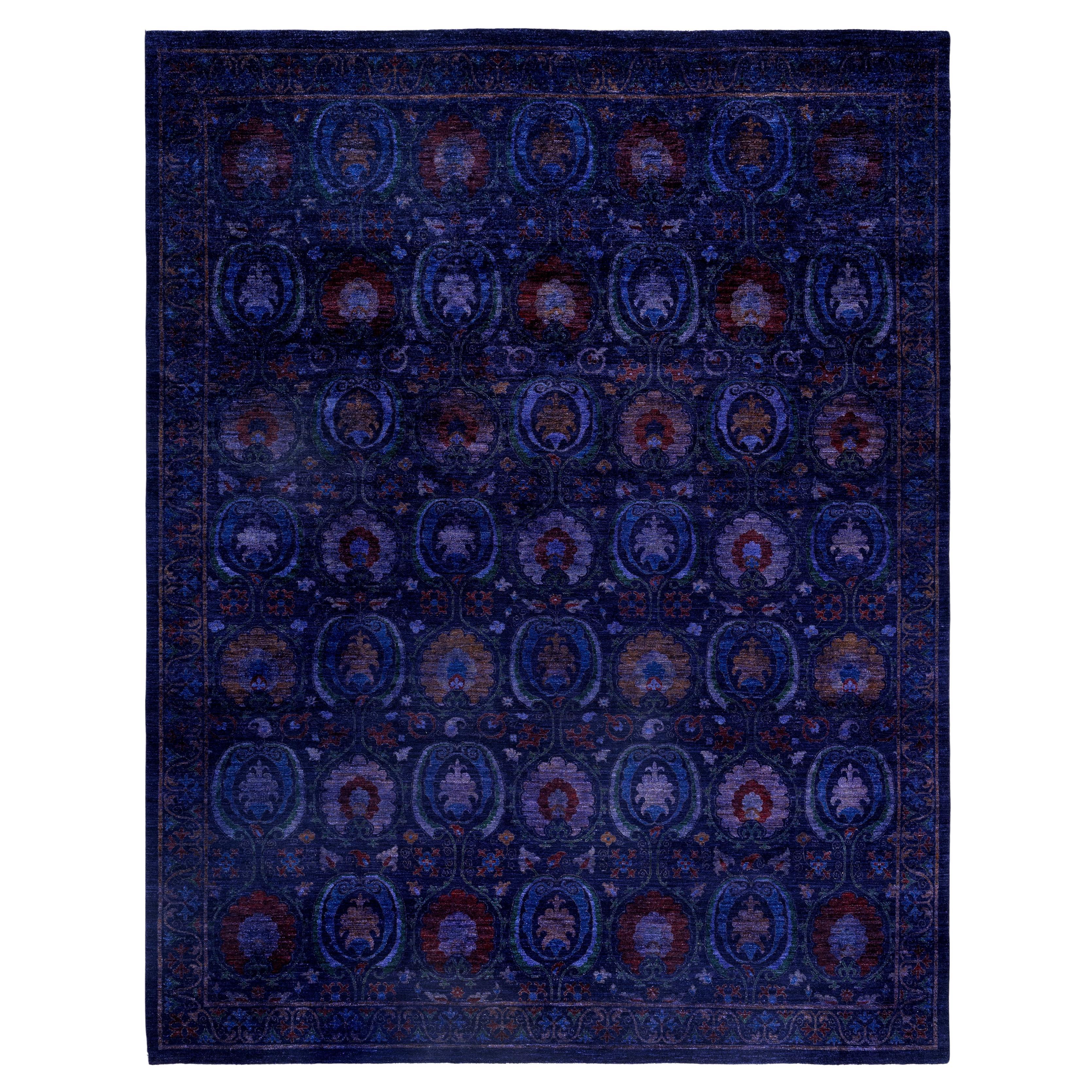 Tapis de zone Overdyed One-of-a-Kind en laine marine 9' 3" x 11' 10"